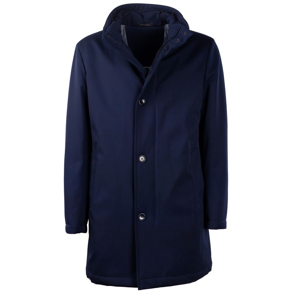 Made in Italy Blue Virgin Wool Men Jacket Made in Italy Black