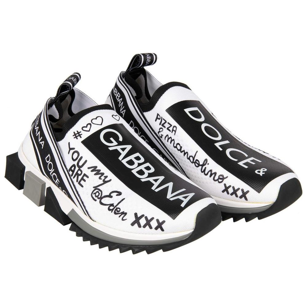 Dolce & Gabbana Elegant Monochrome Printed Stretch Sneakers Dolce & Gabbana Lavender