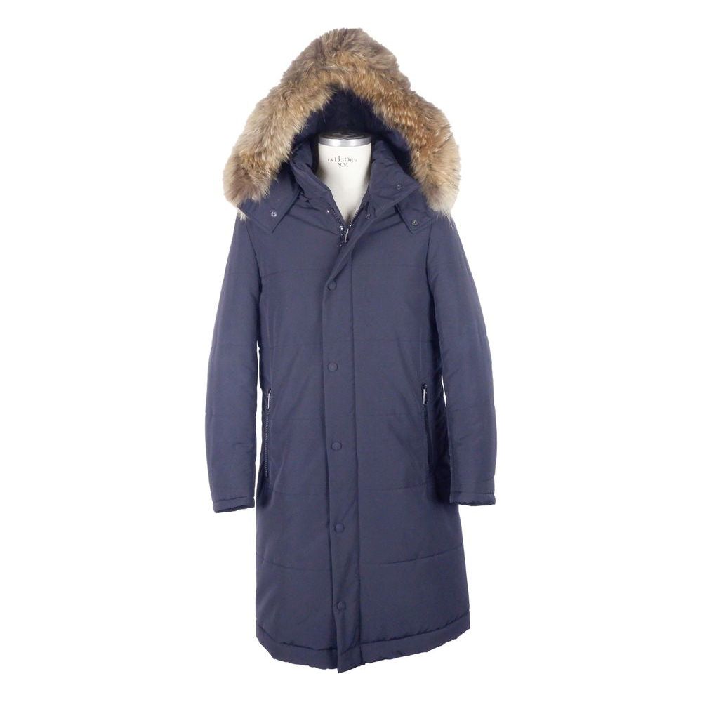 Made in Italy Blue Wool Men's Raincoat Made in Italy Dark Slate Gray