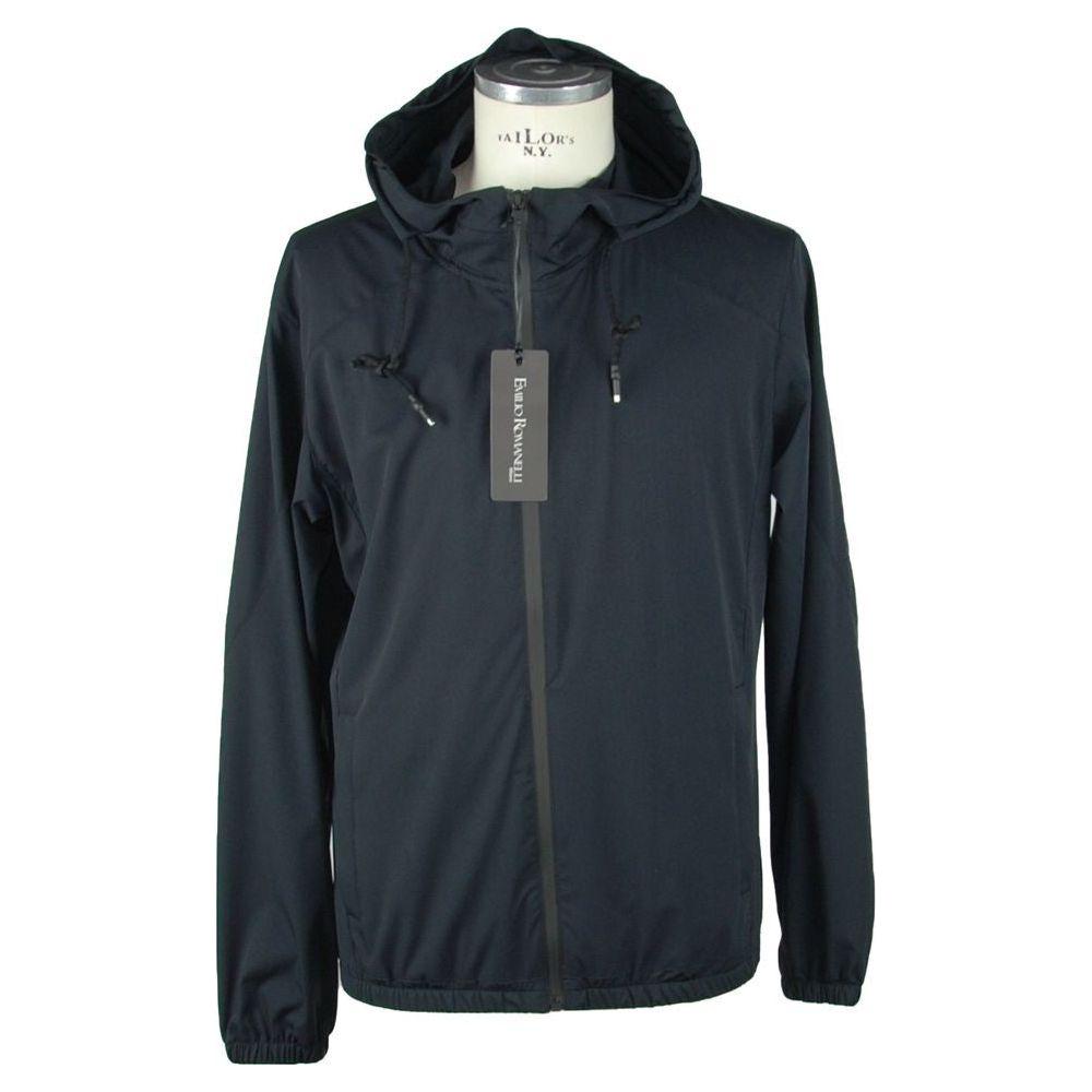 Emilio Romanelli Sleek Hooded Full Zip Jacket in Black Emilio Romanelli Dark Slate Gray