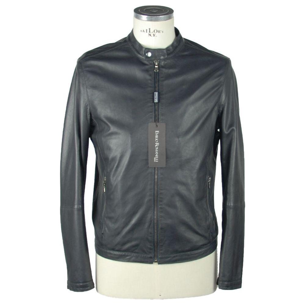 Emilio Romanelli Sapphire Elegance Leather Jacket Emilio Romanelli Dark Slate Gray