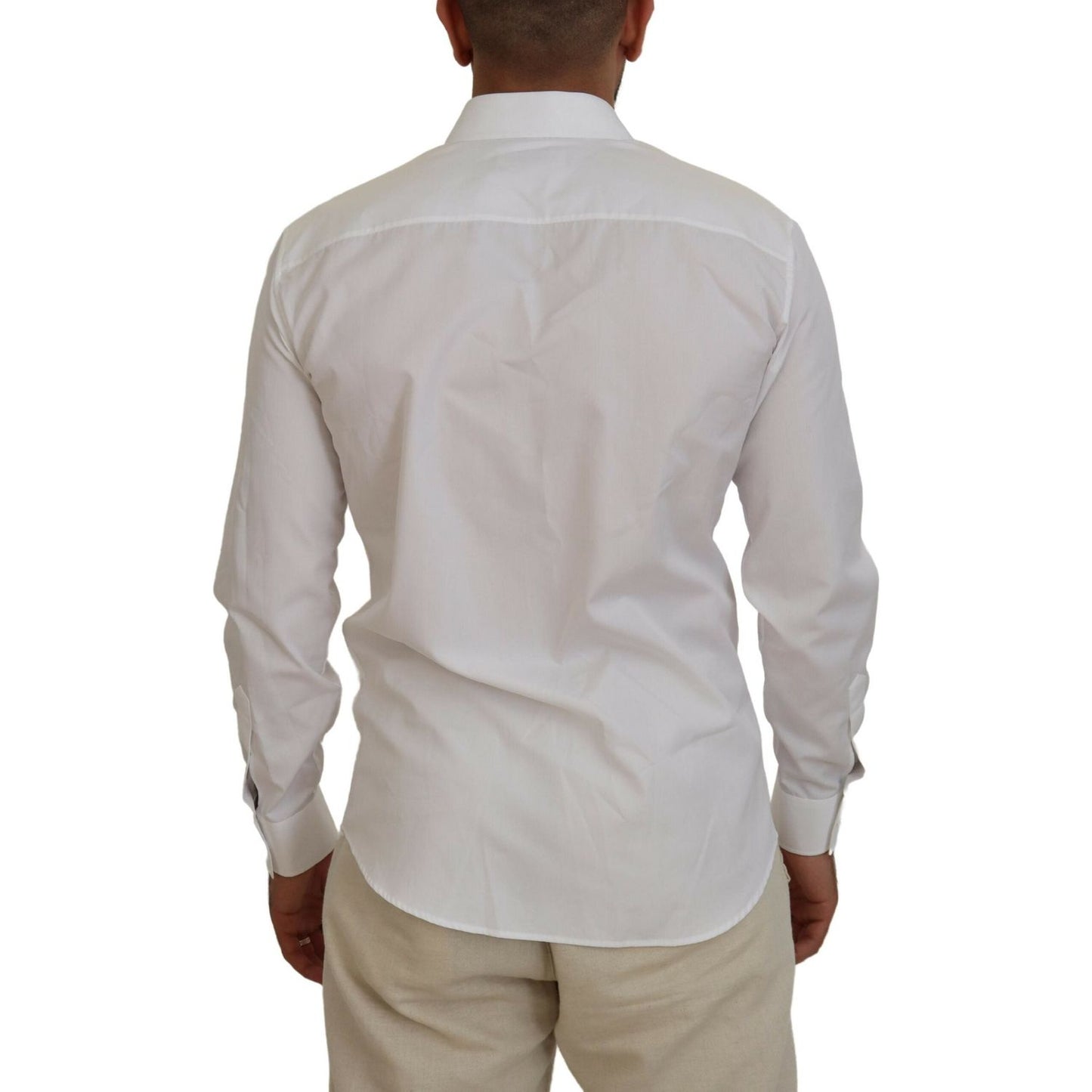 Dsquared² White Cotton Collared Long Sleeves Formal Shirt Dsquared² Dark Gray