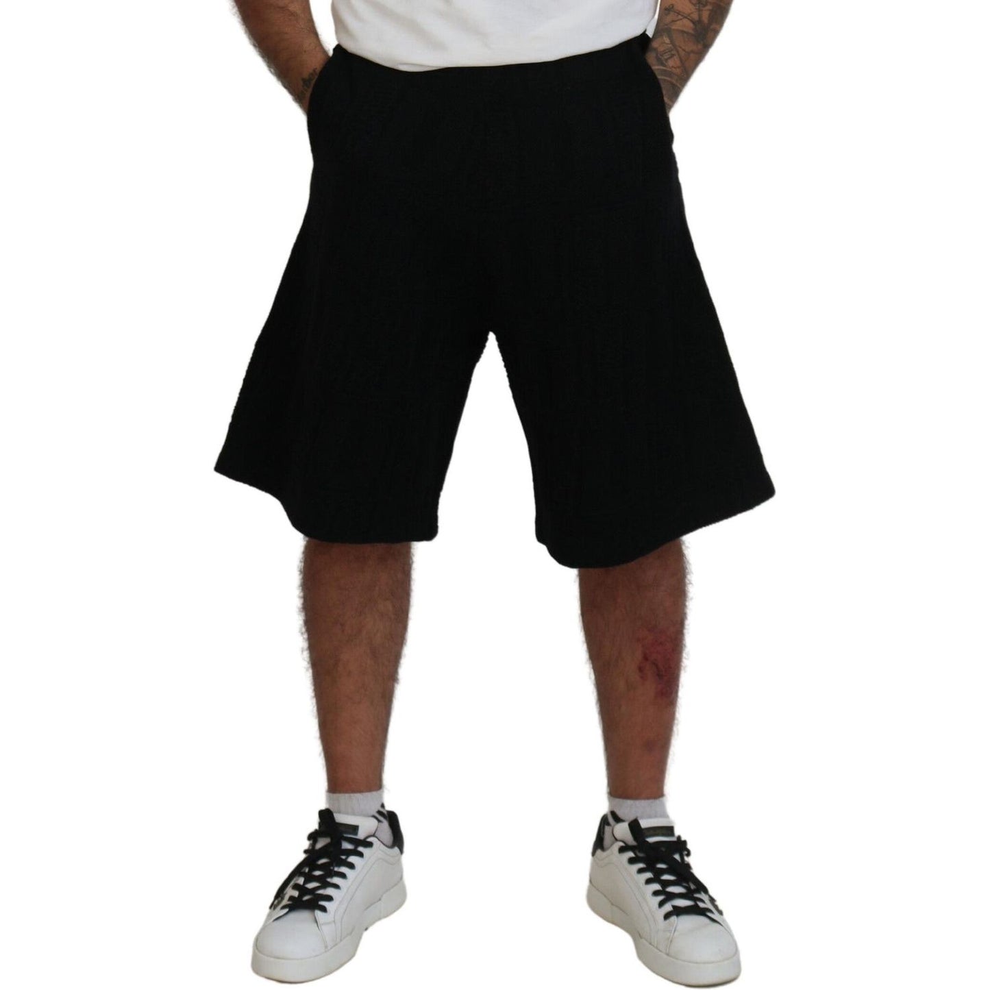 Dsquared² Black Solid Pull On Men Casual Bermuda Shorts Dsquared² Gray