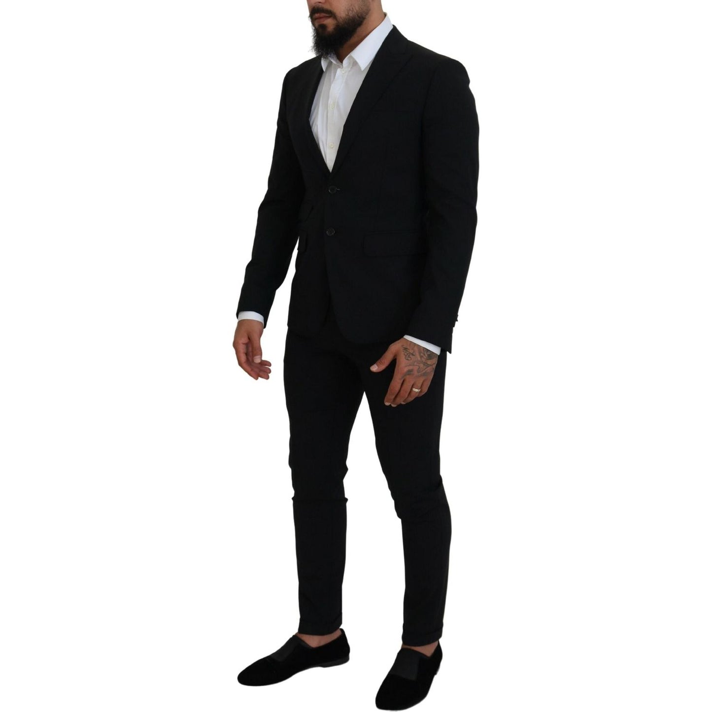 Dsquared² Black Wool Single Breasted 2 Piece LONDON Suit Dsquared² Black
