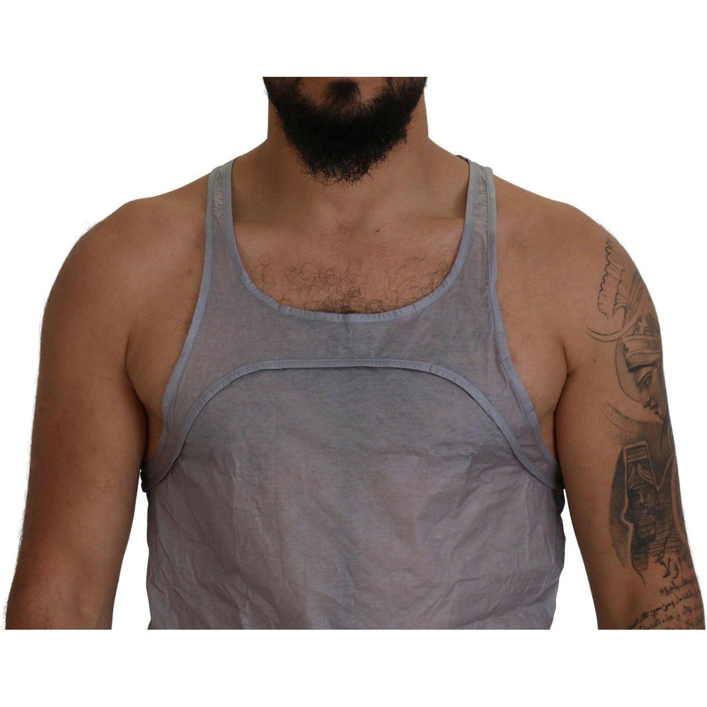 Dsquared² Light Gray Cotton Sleeveless Tank Men Top T-shirt Dsquared² Dim Gray