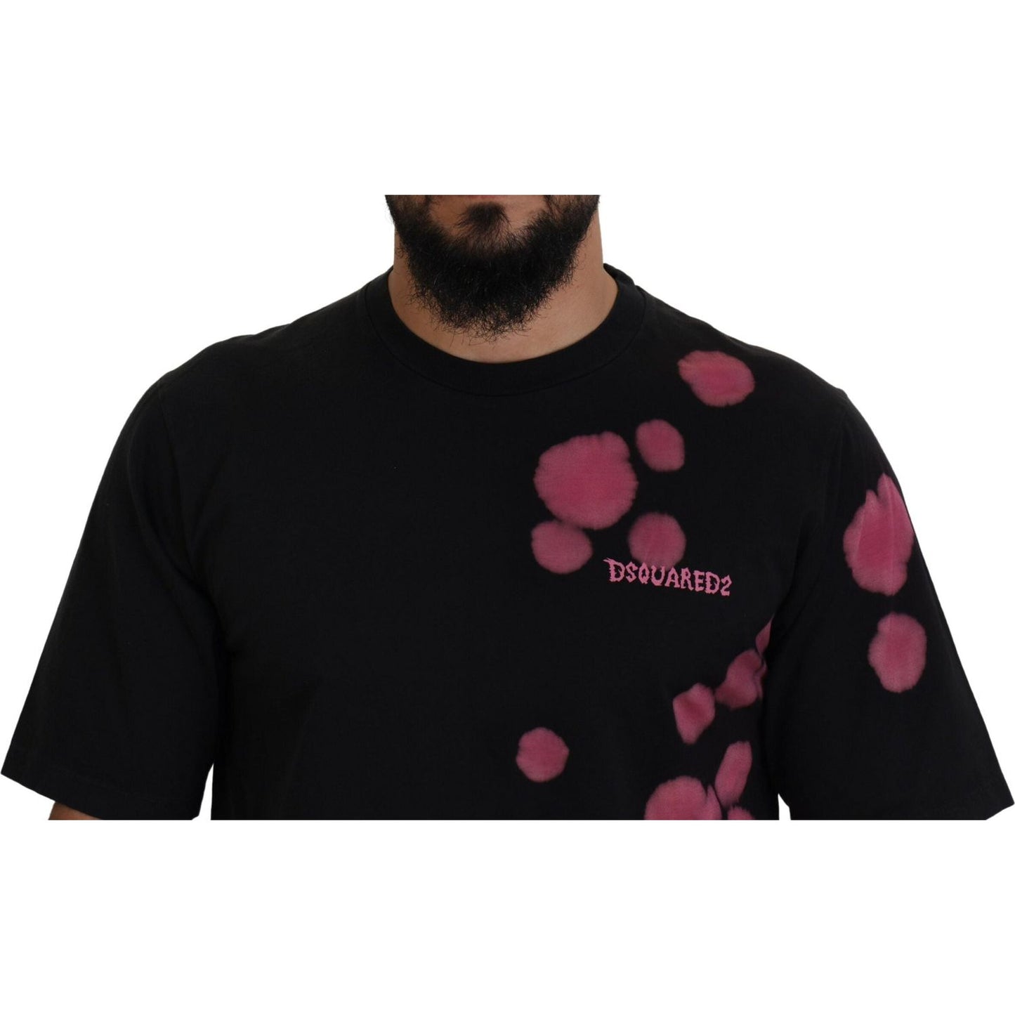 Dsquared² Black Pink Cotton Short Sleeves Crewneck T-shirt Dsquared² Black