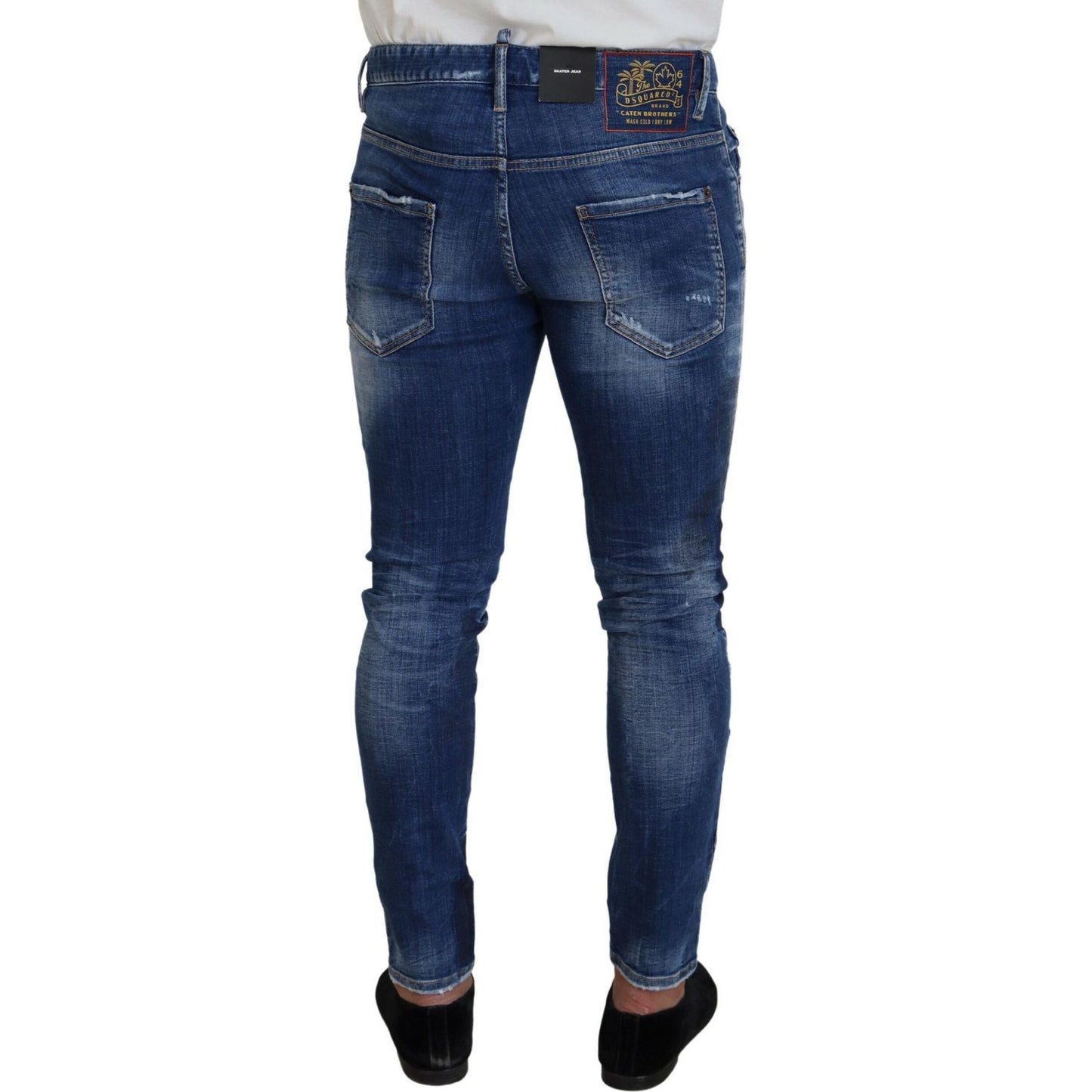 Dsquared² Blue Washed Patchwork Skinny Men Denim Jeans Dsquared² Dark Slate Gray