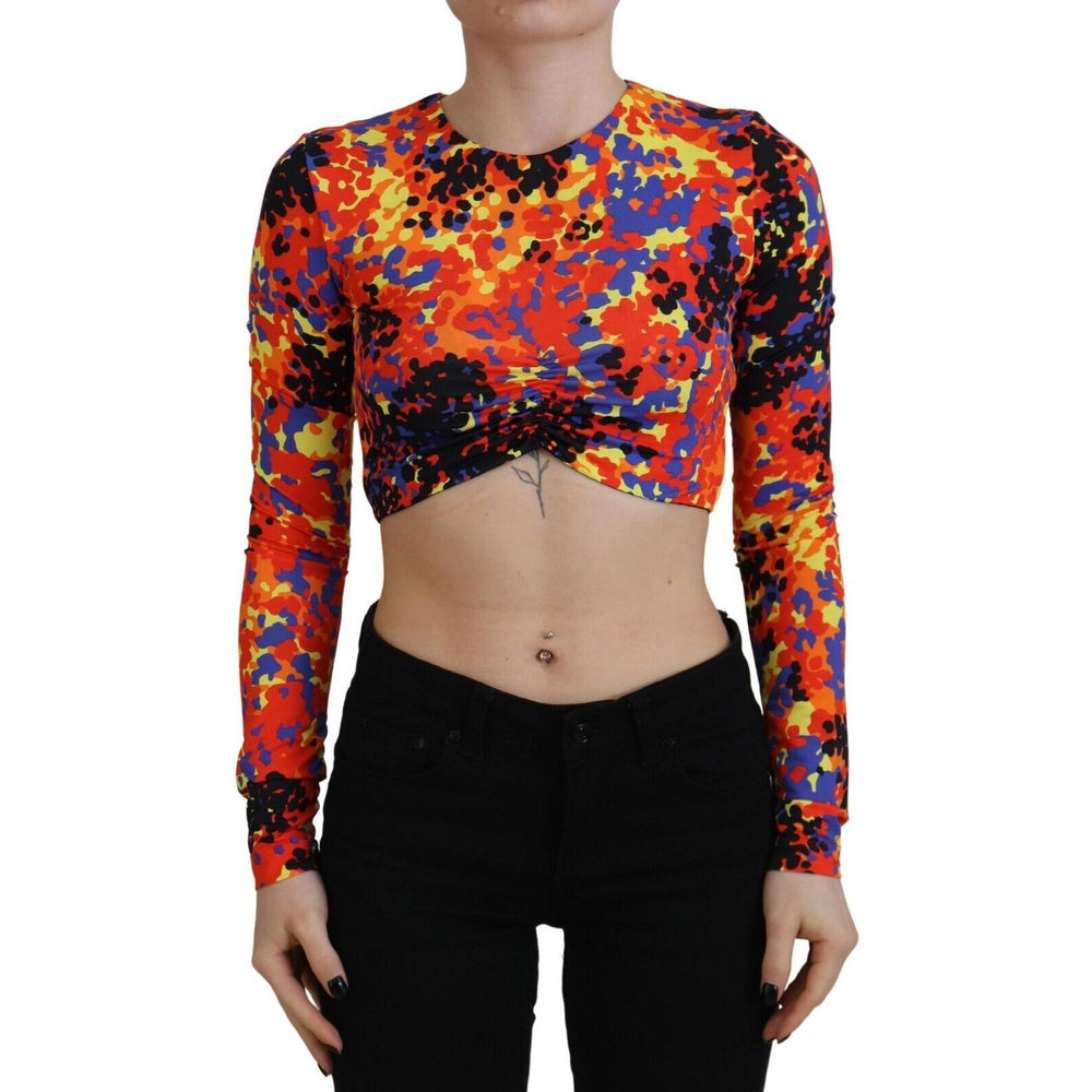 Dsquared² Multicolor Cami Long Sleeves Cropped Blouse Top TSH83375
