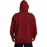 Dsquared² Maroon Cotton Tattered Hooded Printed Pullover Sweater TSH83483-48