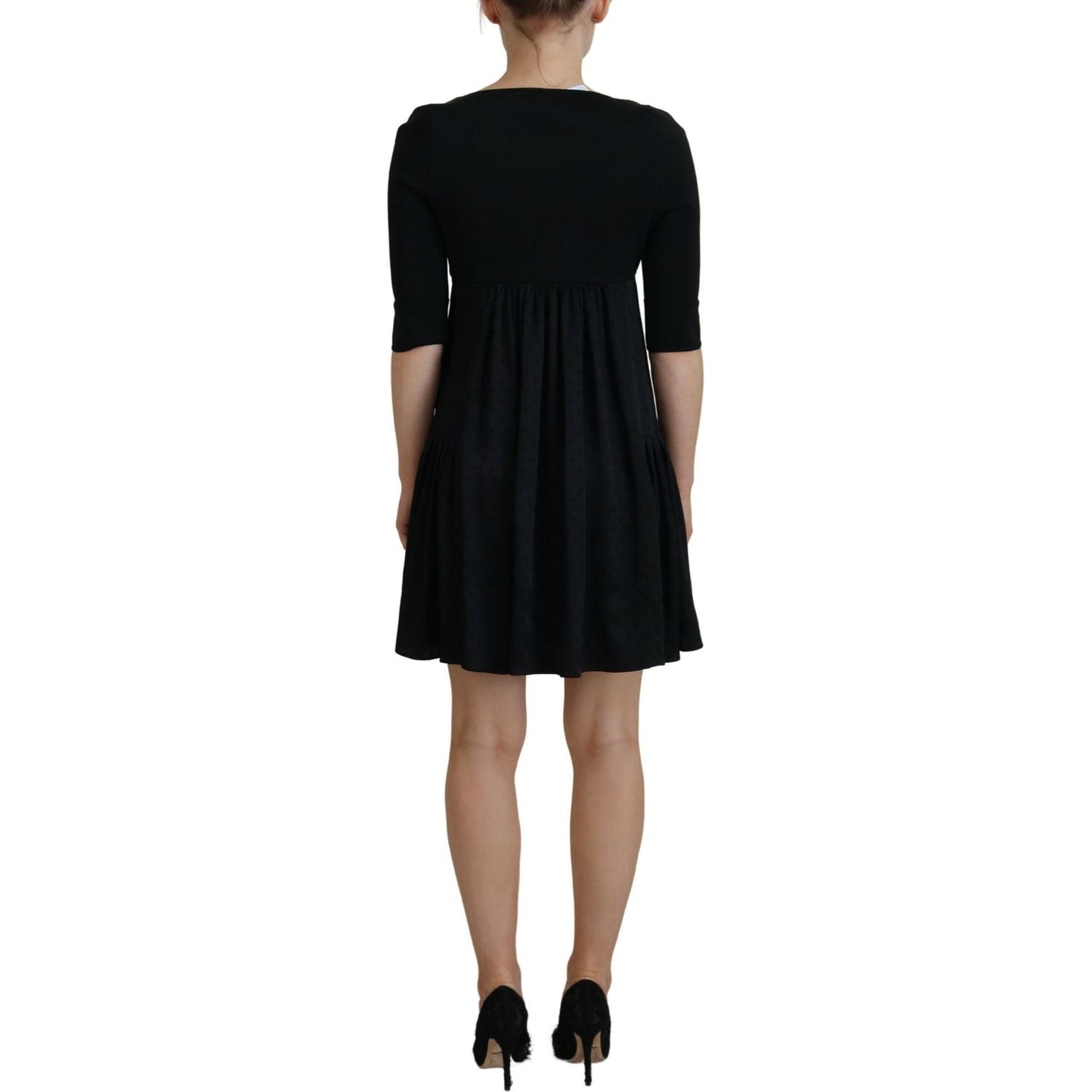 Dsquared² Black Acetate Short Sleeves A-line Sheath Dress Dsquared² Black