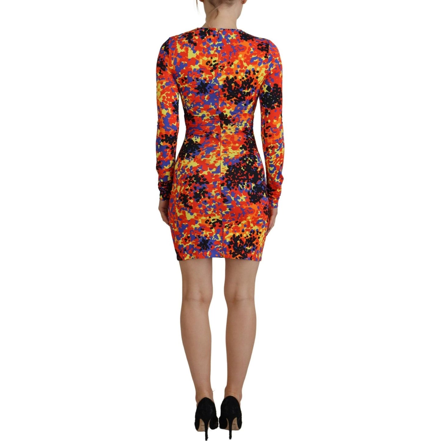 Dsquared² Multicolor Batik Open Belly Long Sleeves Dress Dsquared² Sienna