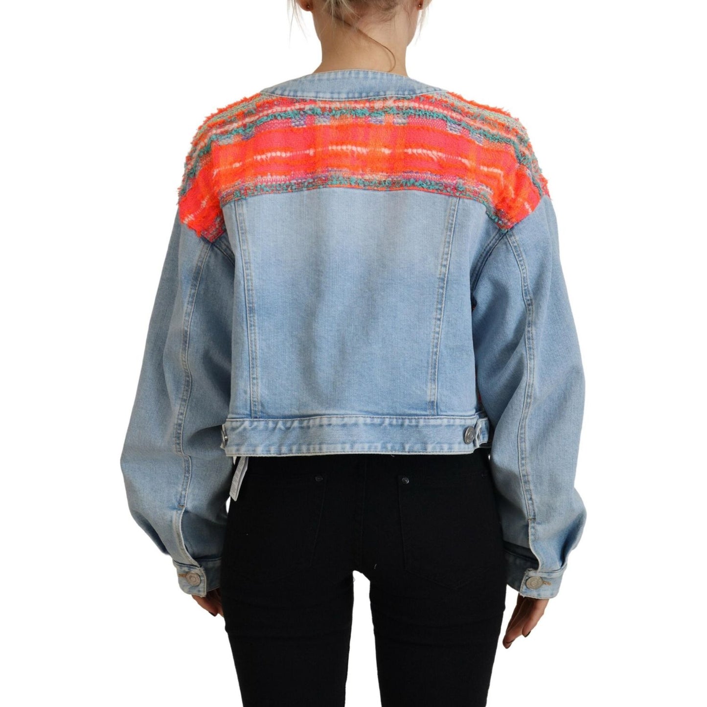 Dsquared² Orange Blue Panelled Button Front Denim Jacket Dsquared² Dark Slate Gray