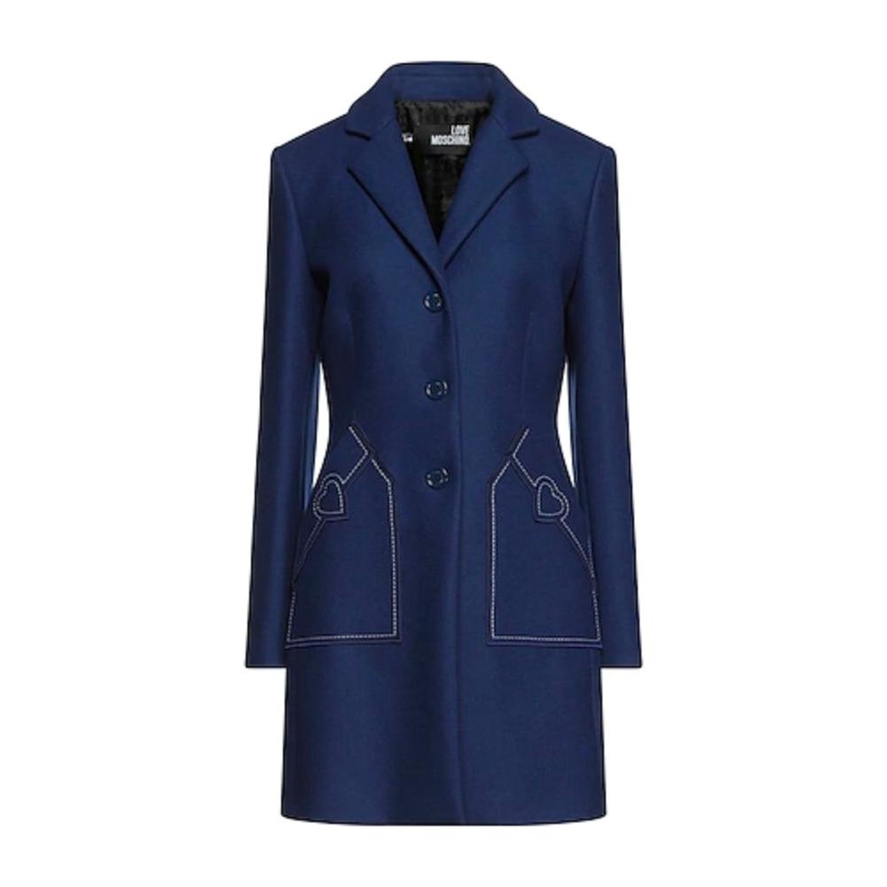 Love Moschino Blue Wool Women Coat Love Moschino Dark Slate Gray