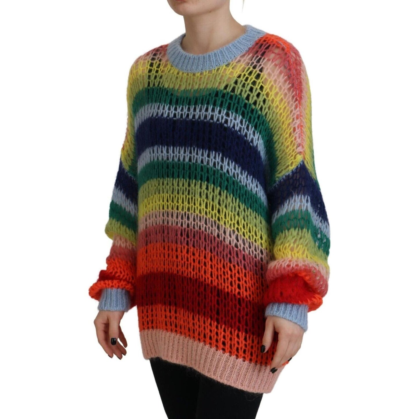 Dsquared² Multicolor Knitted Mohair Crewneck Pullover Sweater Dsquared² Sienna