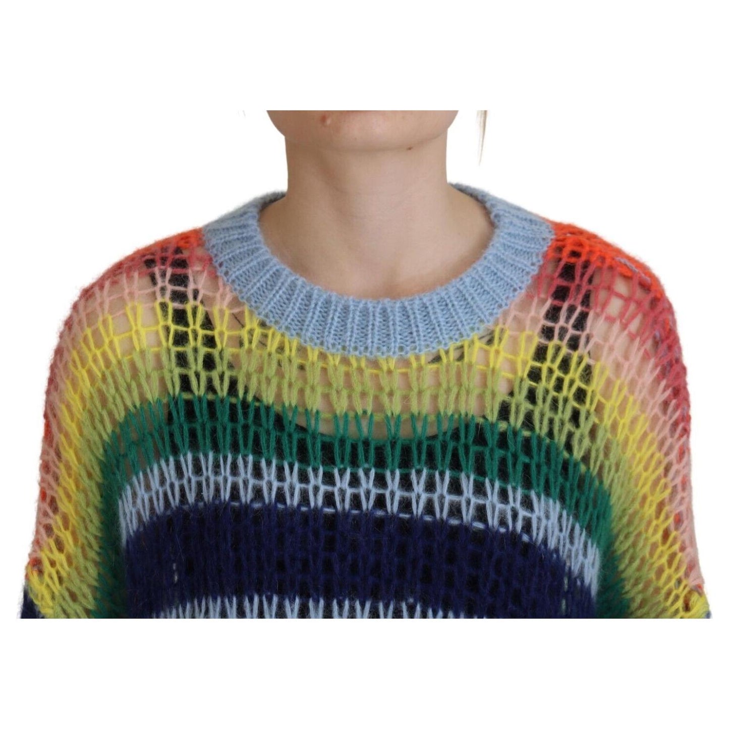 Dsquared² Multicolor Knitted Mohair Crewneck Pullover Sweater Dsquared² Rosy Brown