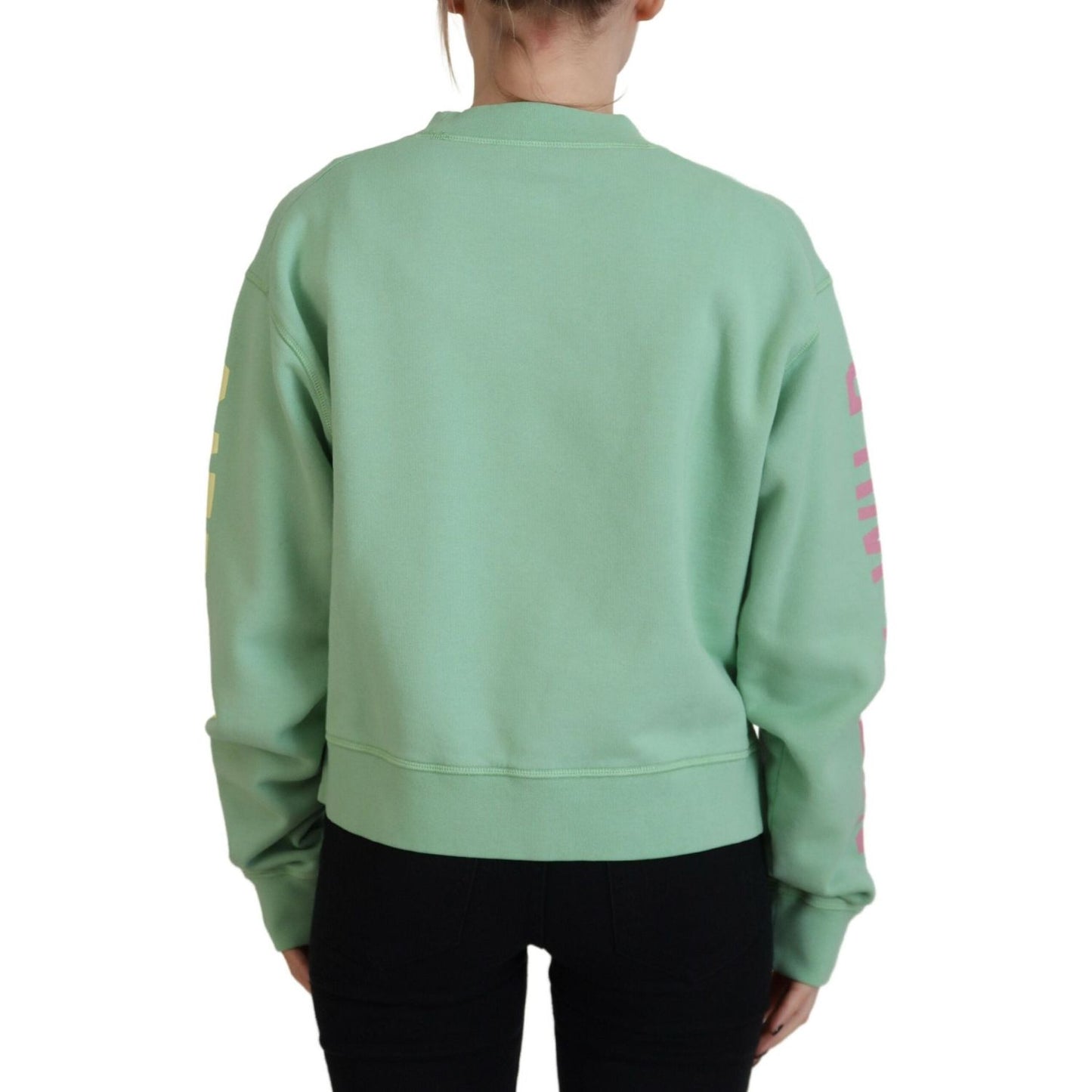 Dsquared² Green Logo Printed Crew Neck Long Sleeve Sweater Dsquared² Dark Sea Green