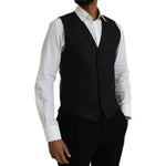 Dolce & Gabbana Black Brown Silk Waistcoat Dress Formal Vest TSH86219-48