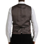 Dolce & Gabbana Black Brown Silk Waistcoat Dress Formal Vest TSH86219-48