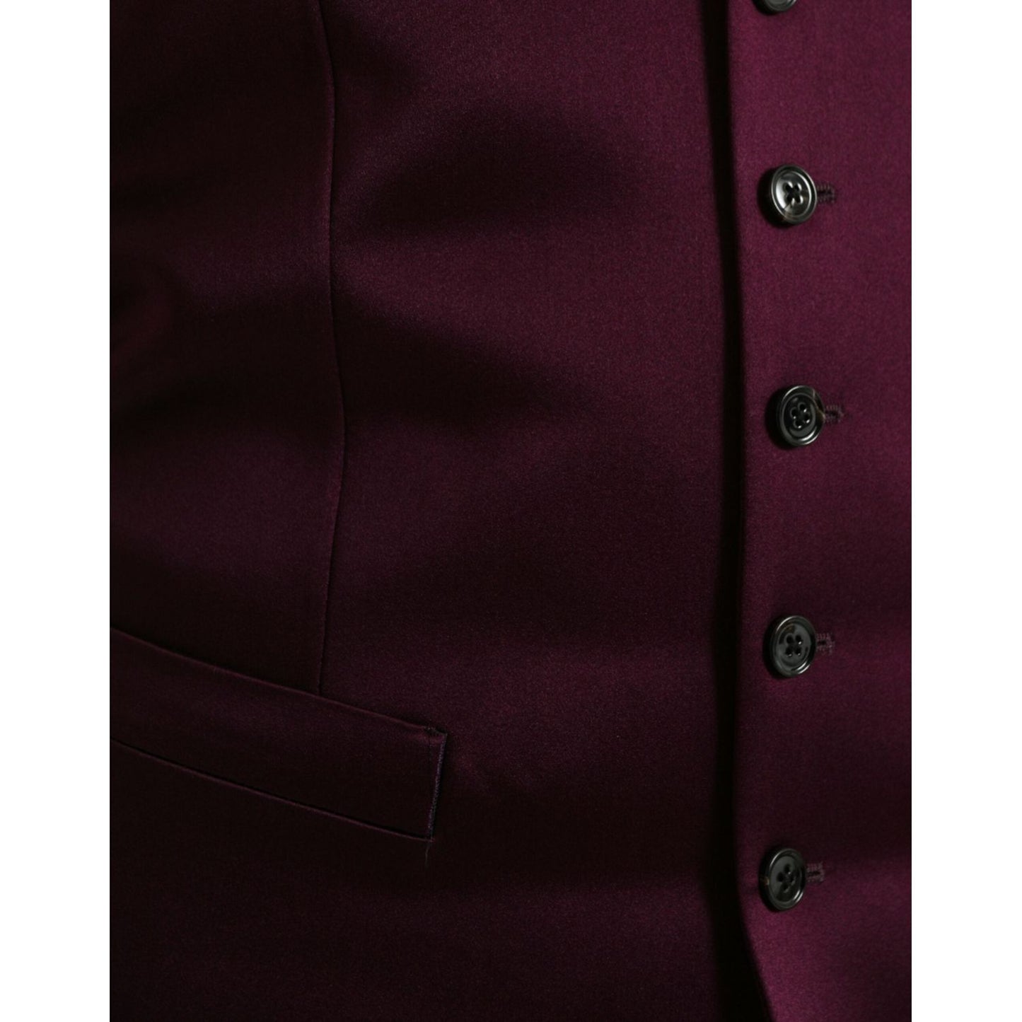 Dolce & Gabbana Maroon Satin Silk Waistcoat Dress Formal Vest TSH851976-46