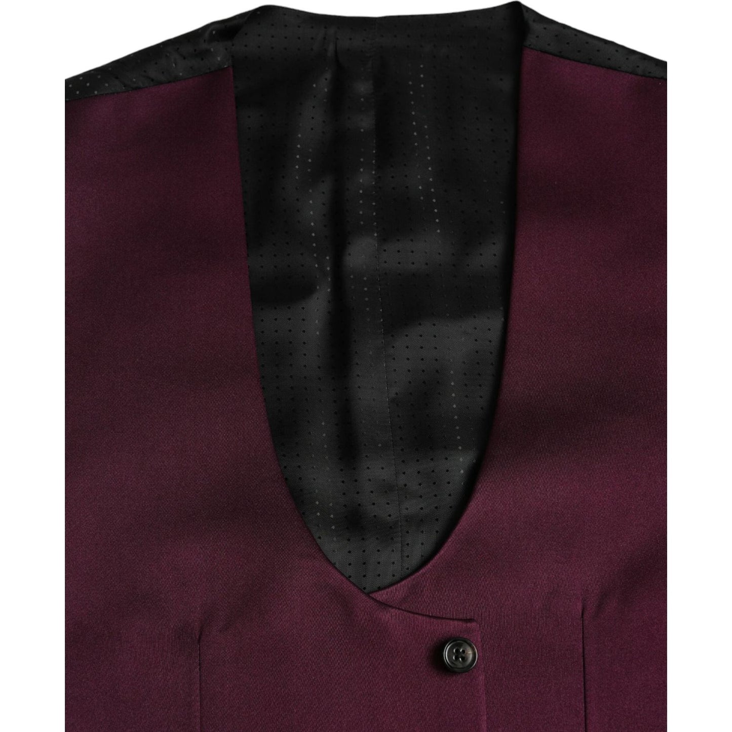Dolce & Gabbana Maroon Satin Silk Waistcoat Dress Formal Vest TSH851976-46