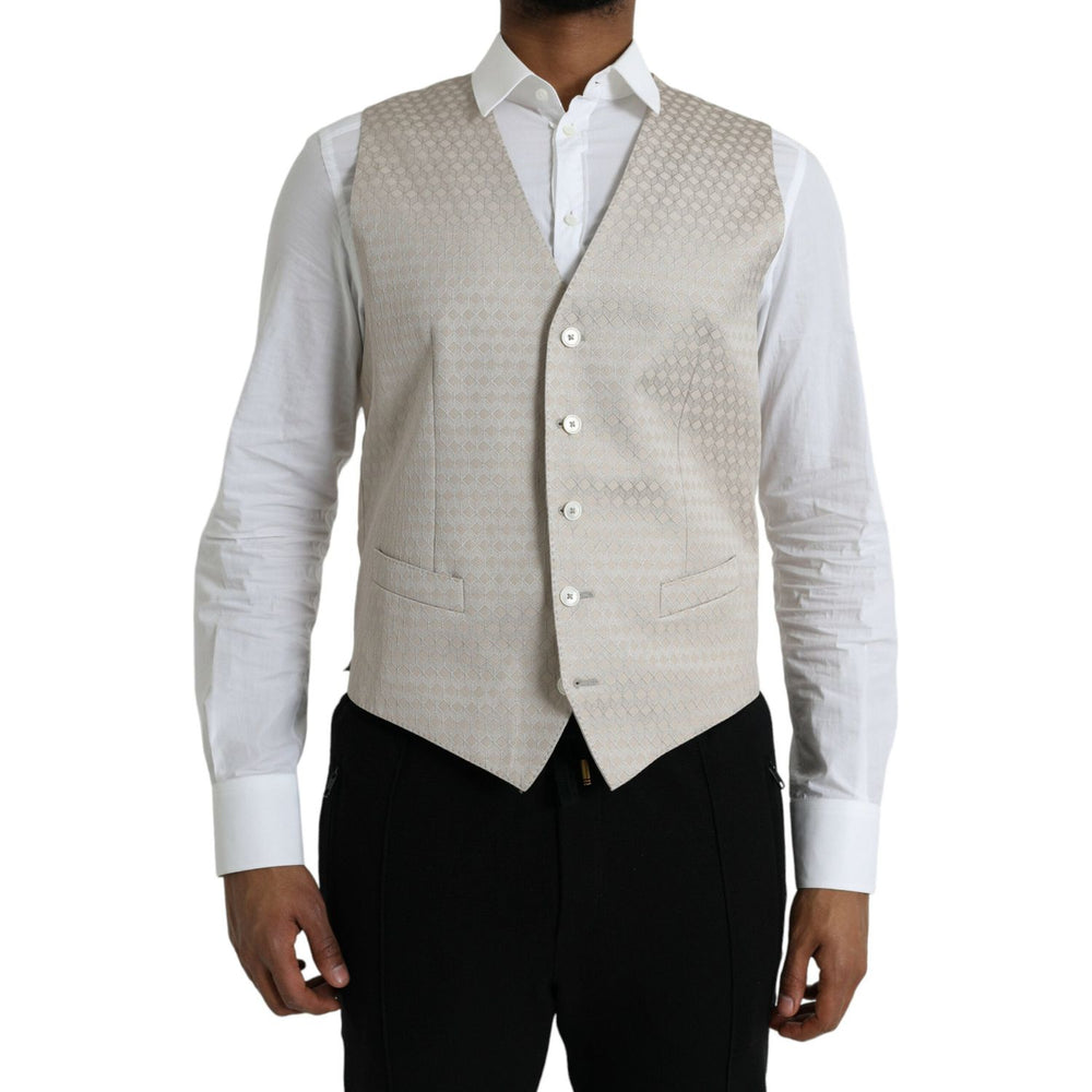 Dolce & Gabbana Off White Cotton Waistcoat Dress Formal Vest TSH851977-48