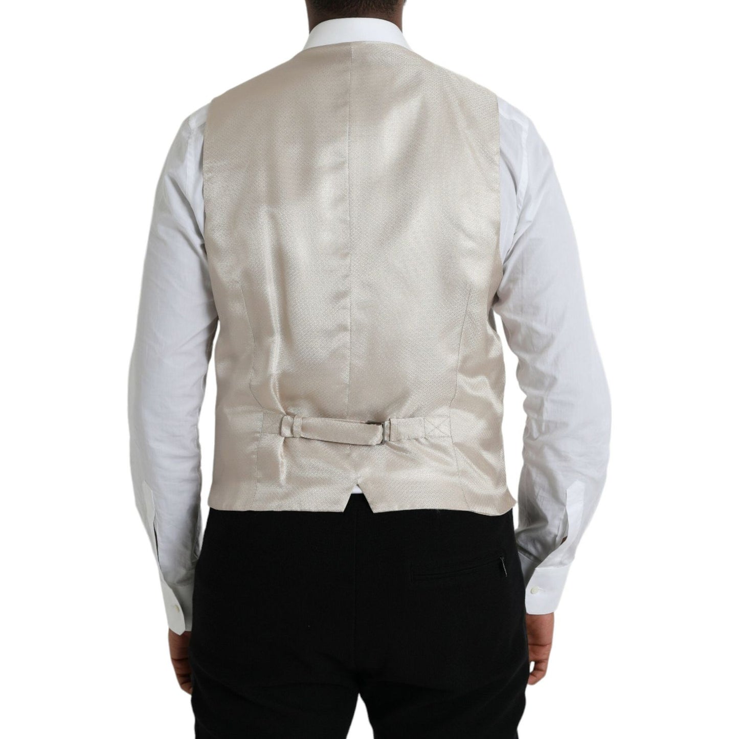 Dolce & Gabbana Off White Cotton Waistcoat Dress Formal Vest TSH851977-48