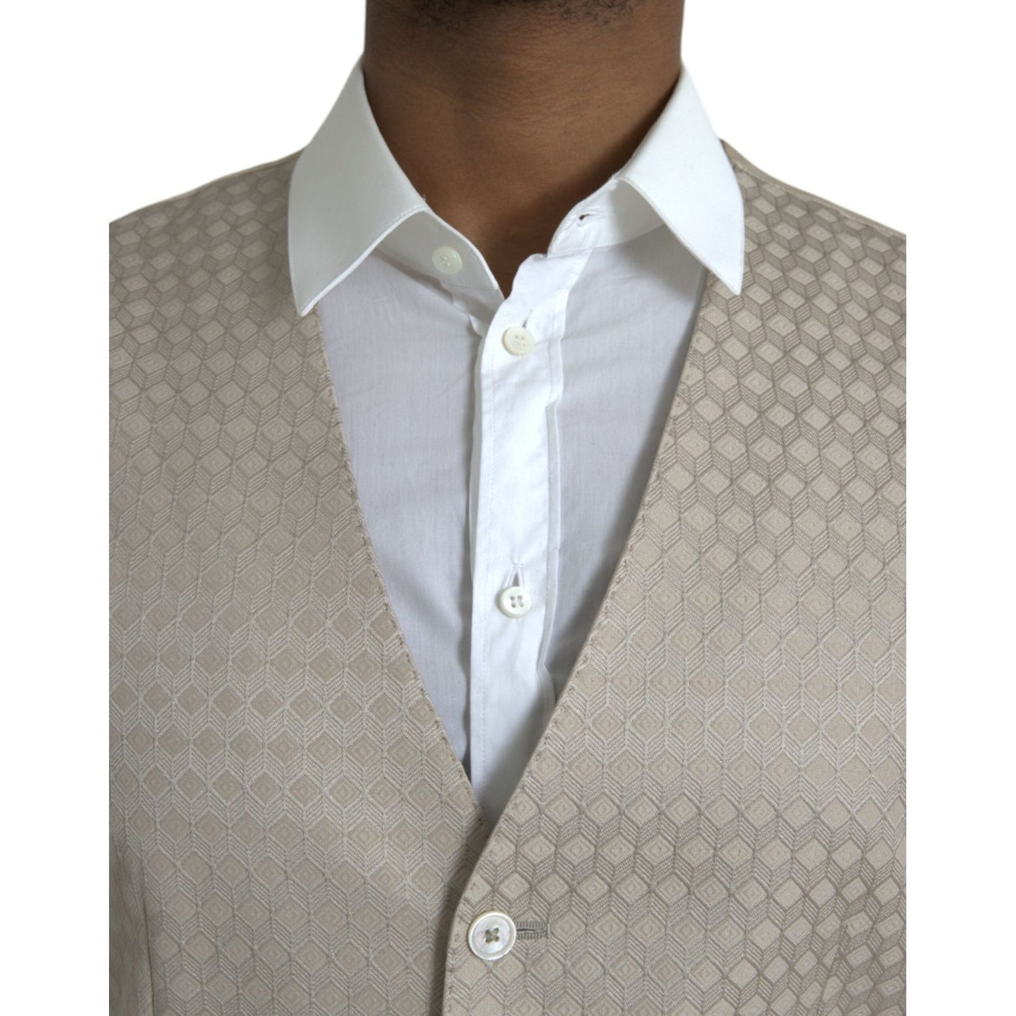 Dolce & Gabbana Off White Cotton Waistcoat Dress Formal Vest TSH851977-48