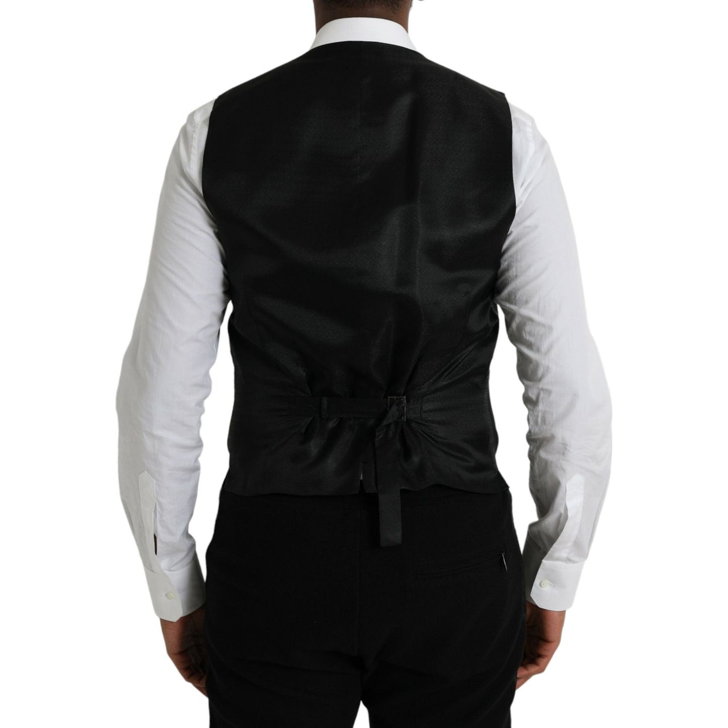 Dolce & Gabbana Black Wool Waistcoat Dress Formal Vest TSH851979-50