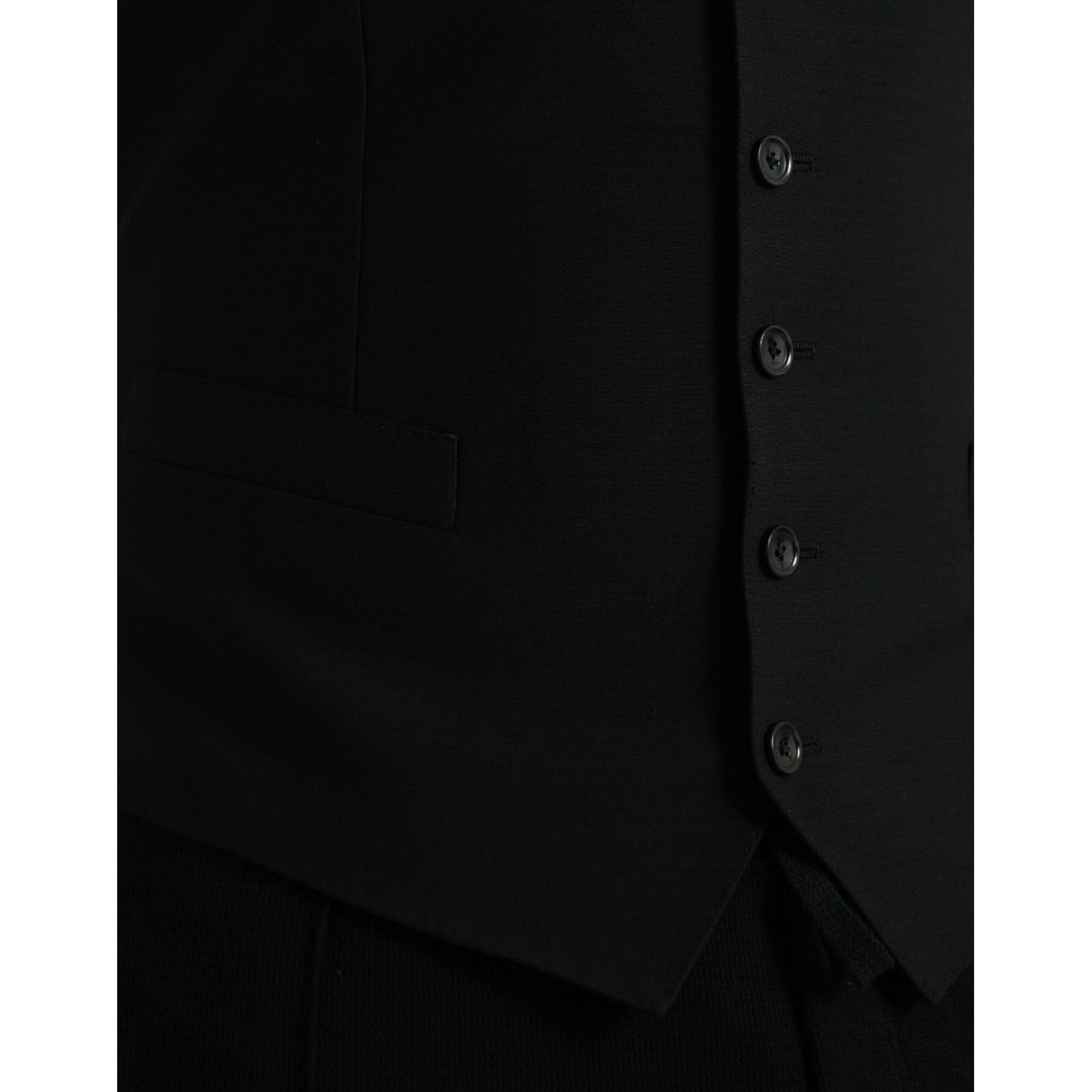 Dolce & Gabbana Black Wool Waistcoat Dress Formal Vest TSH851979-50