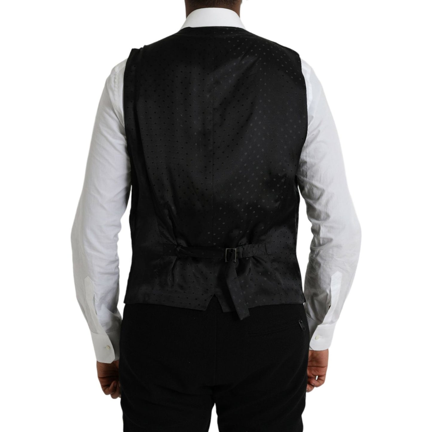 Dolce & Gabbana Black Silk Waistcoat Dress Formal Vest TSH851980-54