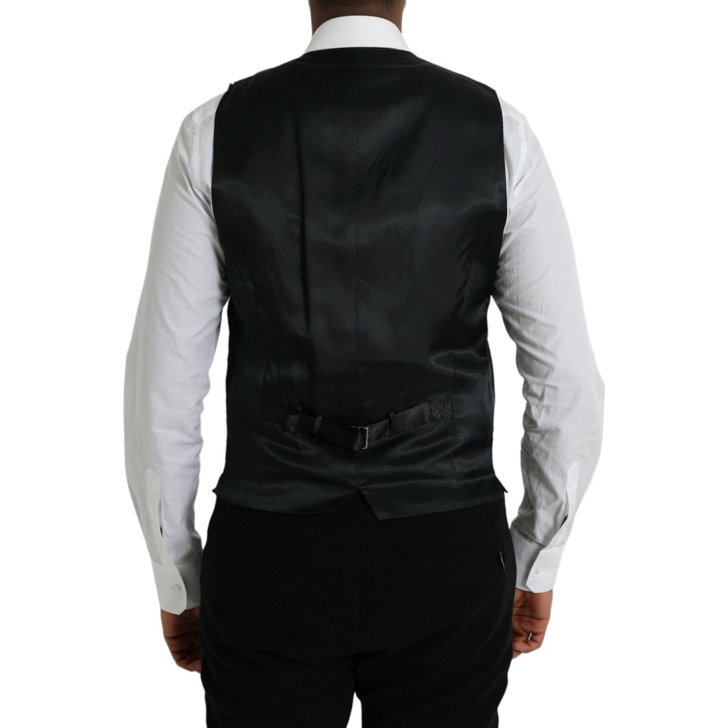 Dolce & Gabbana Black Cotton Waistcoat Dress Formal Vest TSH851991-50