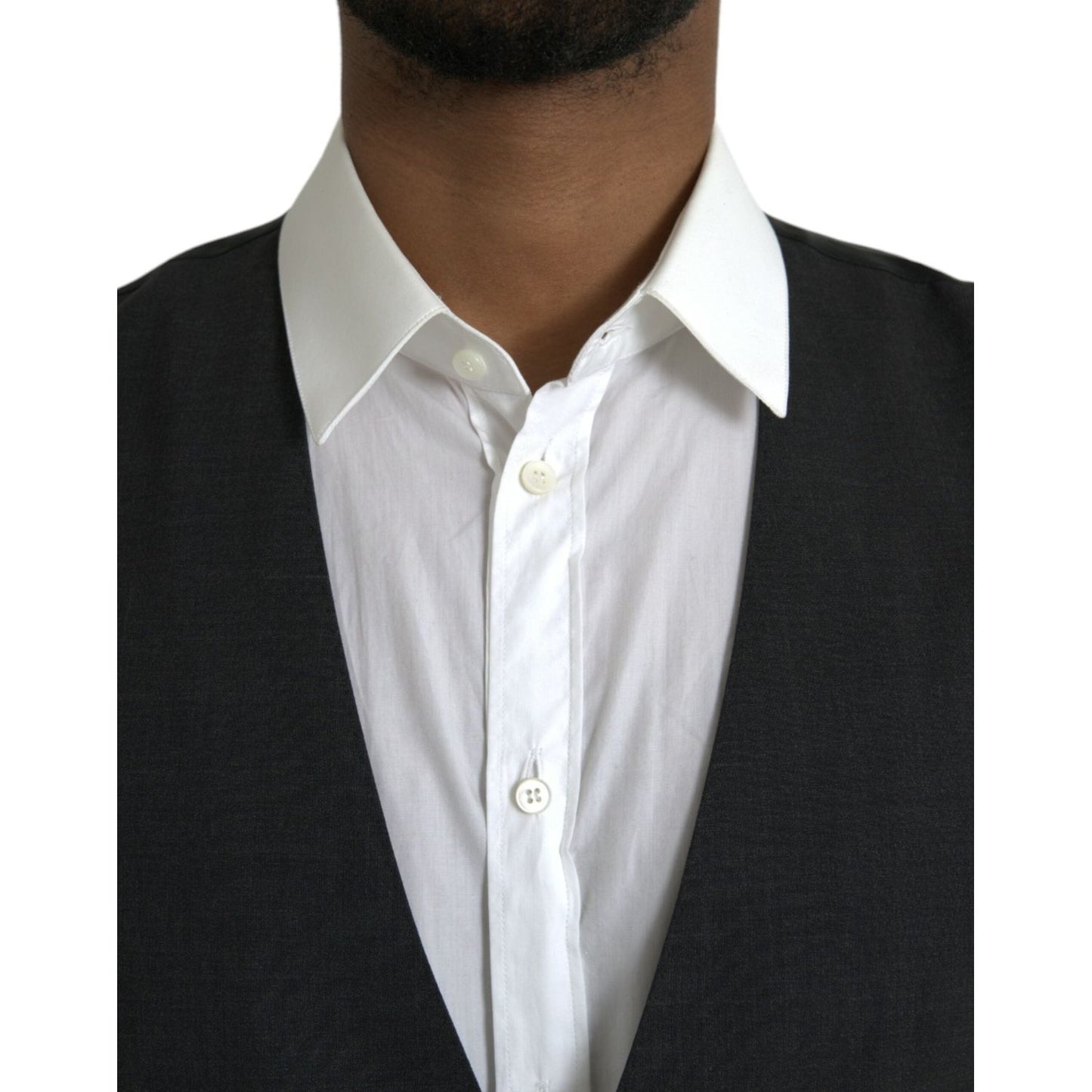 Dolce & Gabbana Black Cotton Waistcoat Dress Formal Vest TSH851991-50