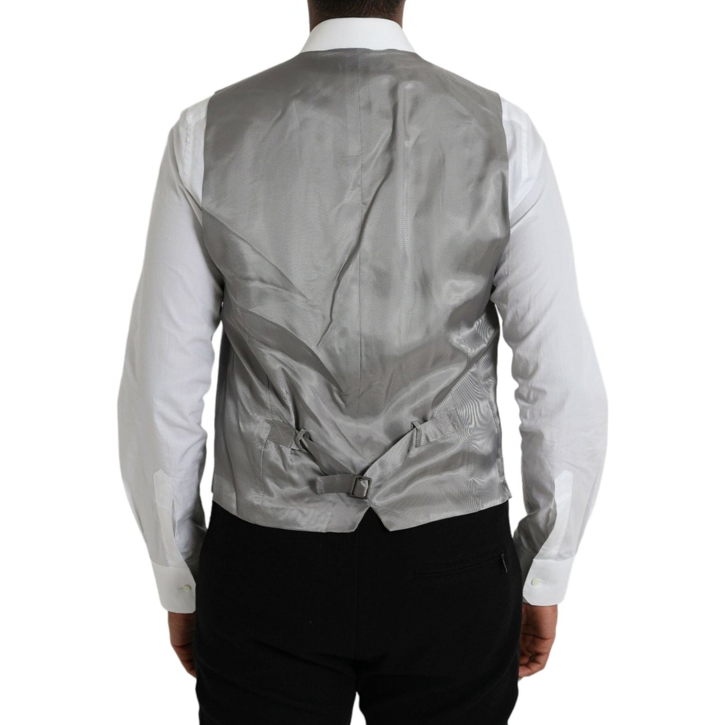 Dolce & Gabbana Light Gray Wool Formal Dress Waistcoat Vest Dolce & Gabbana Light Slate Gray