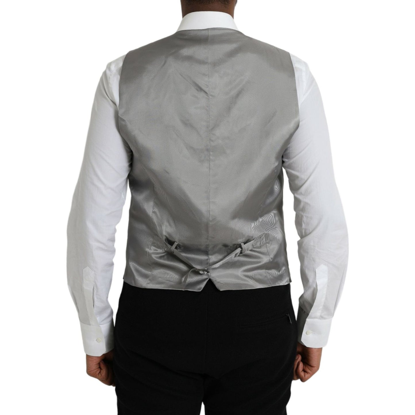 Dolce & Gabbana Light Gray Wool Formal Dress Waistcoat Vest Dolce & Gabbana Light Slate Gray