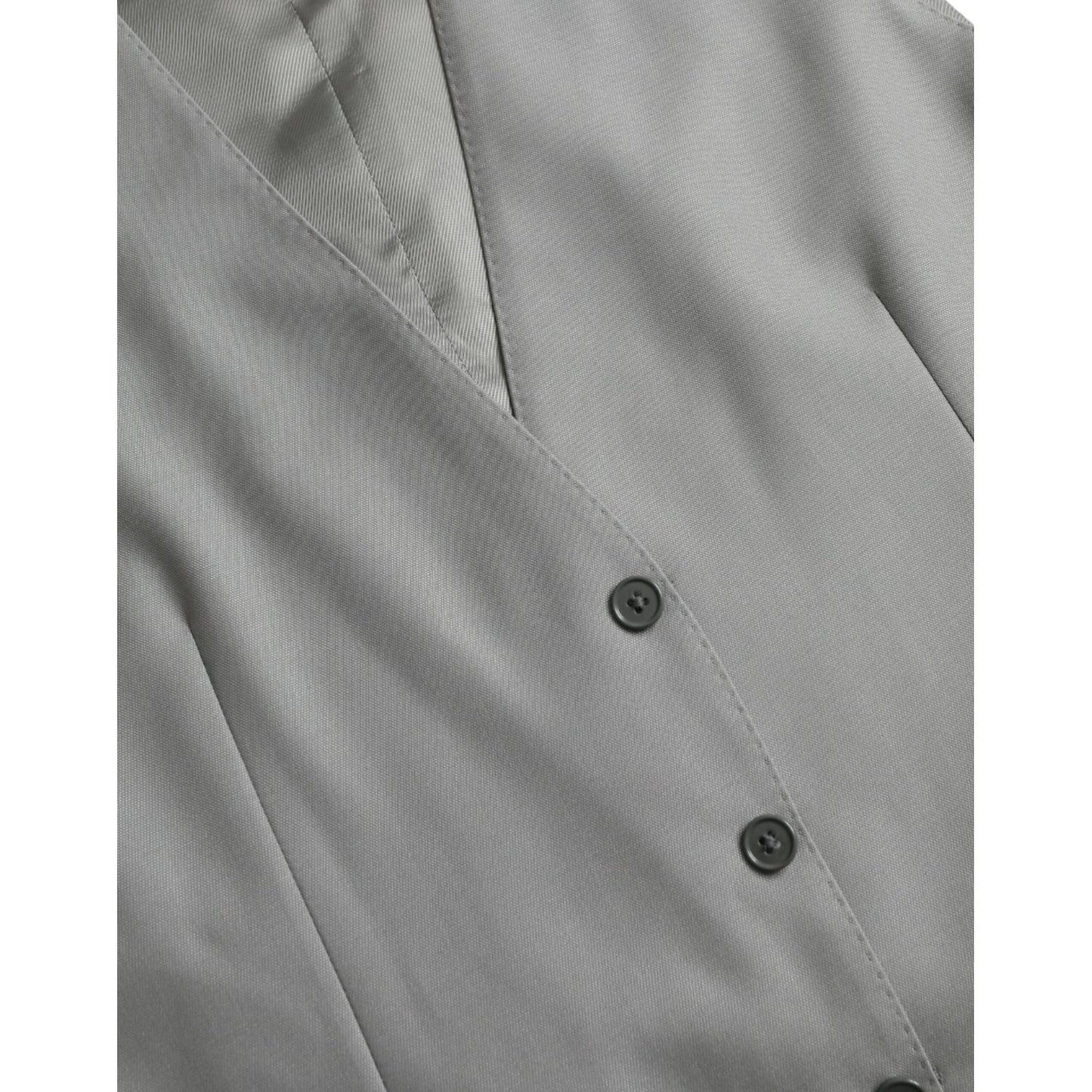 Dolce & Gabbana Light Gray Wool Formal Dress Waistcoat Vest Dolce & Gabbana Light Slate Gray