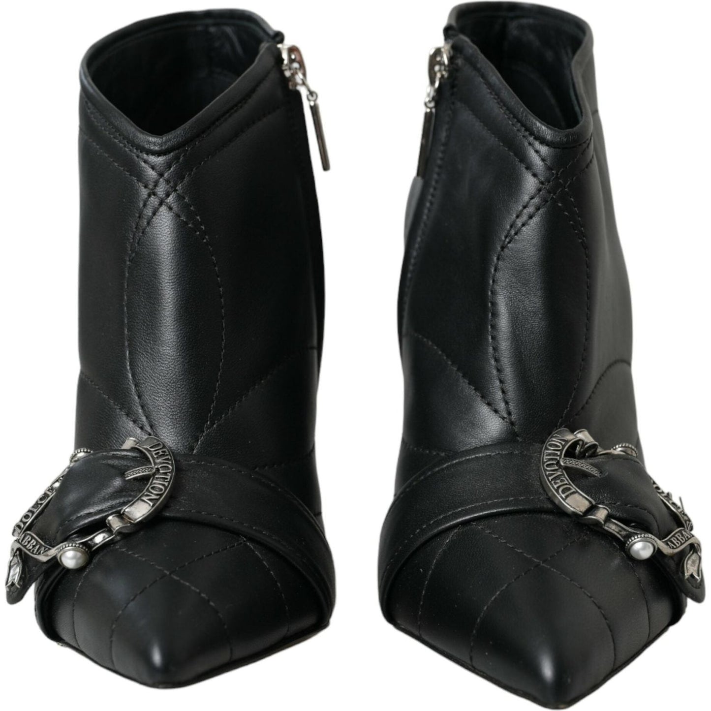 Dolce & Gabbana Black Devotion Quilted Buckled Boots Shoes Dolce & Gabbana Black