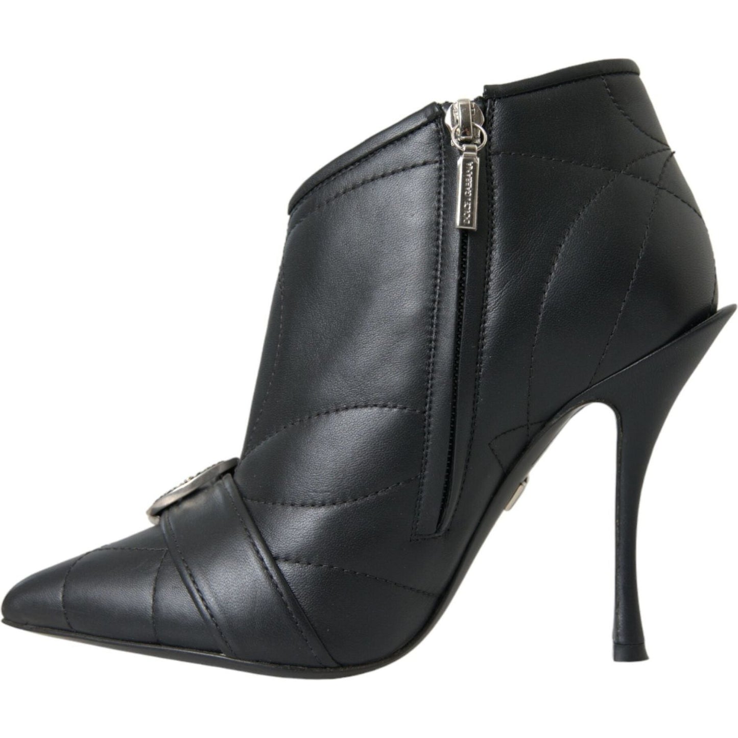 Dolce & Gabbana Black Devotion Quilted Buckled Boots Shoes Dolce & Gabbana Dark Slate Gray