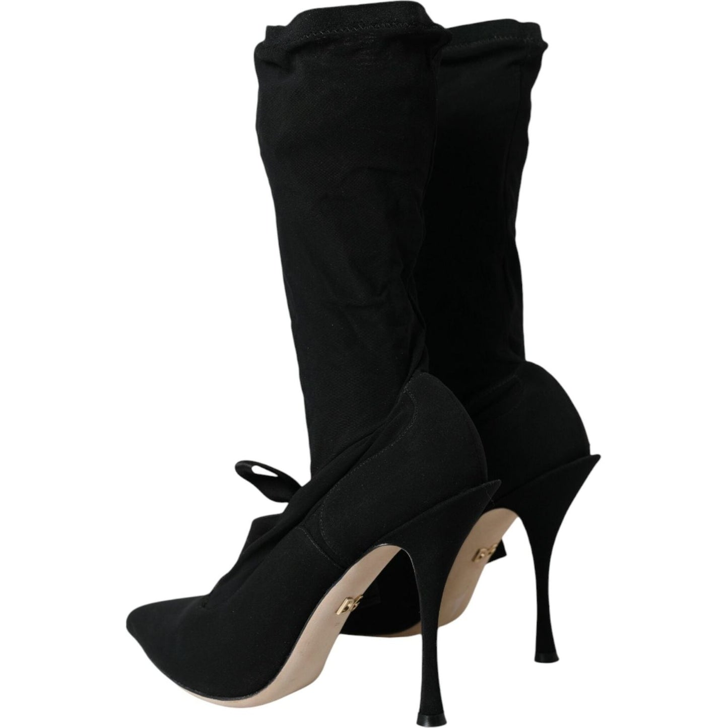 Dolce & Gabbana Black Stiletto Heels Mid Calf Boots Shoes Dolce & Gabbana Black