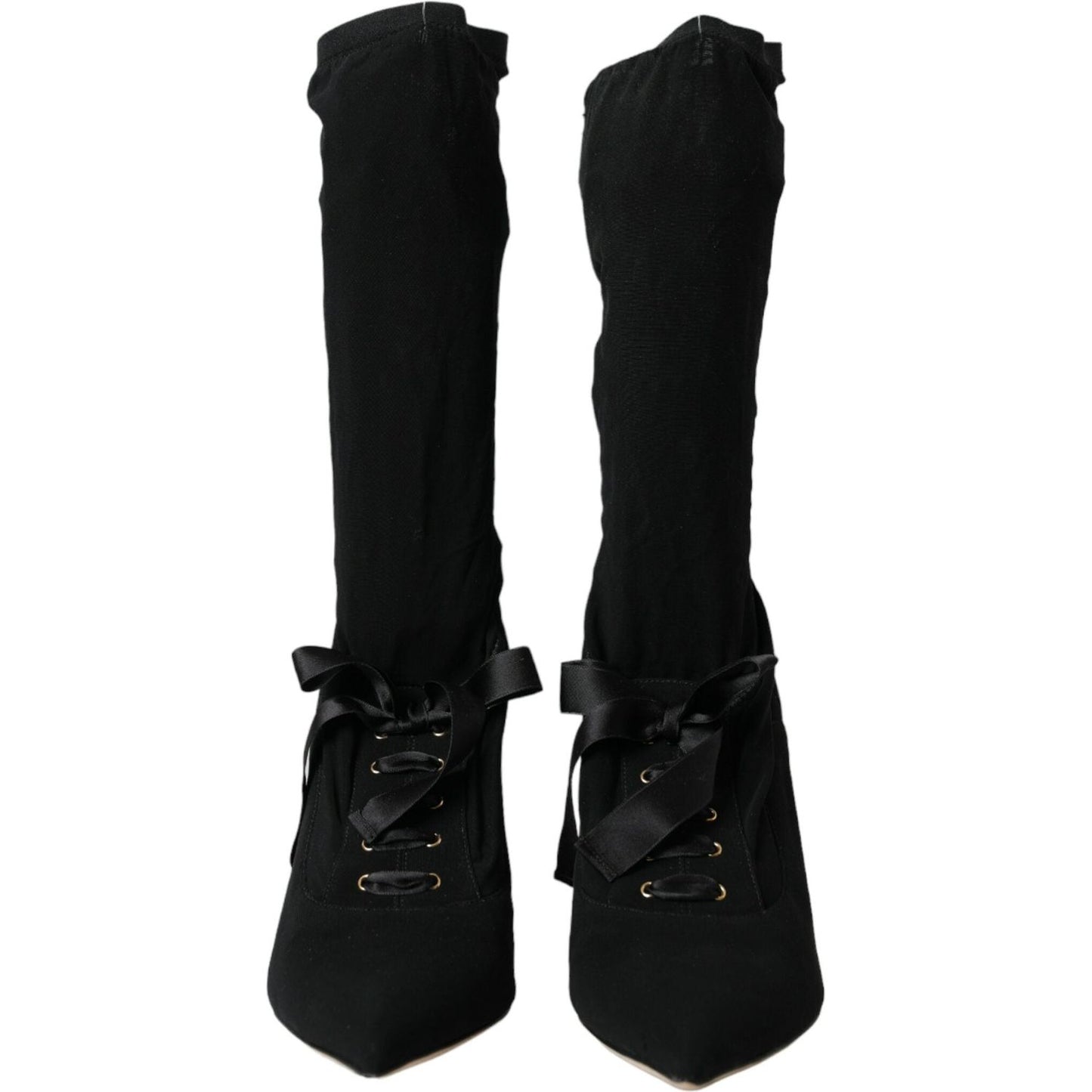 Dolce & Gabbana Black Stiletto Heels Mid Calf Boots Shoes Dolce & Gabbana Black