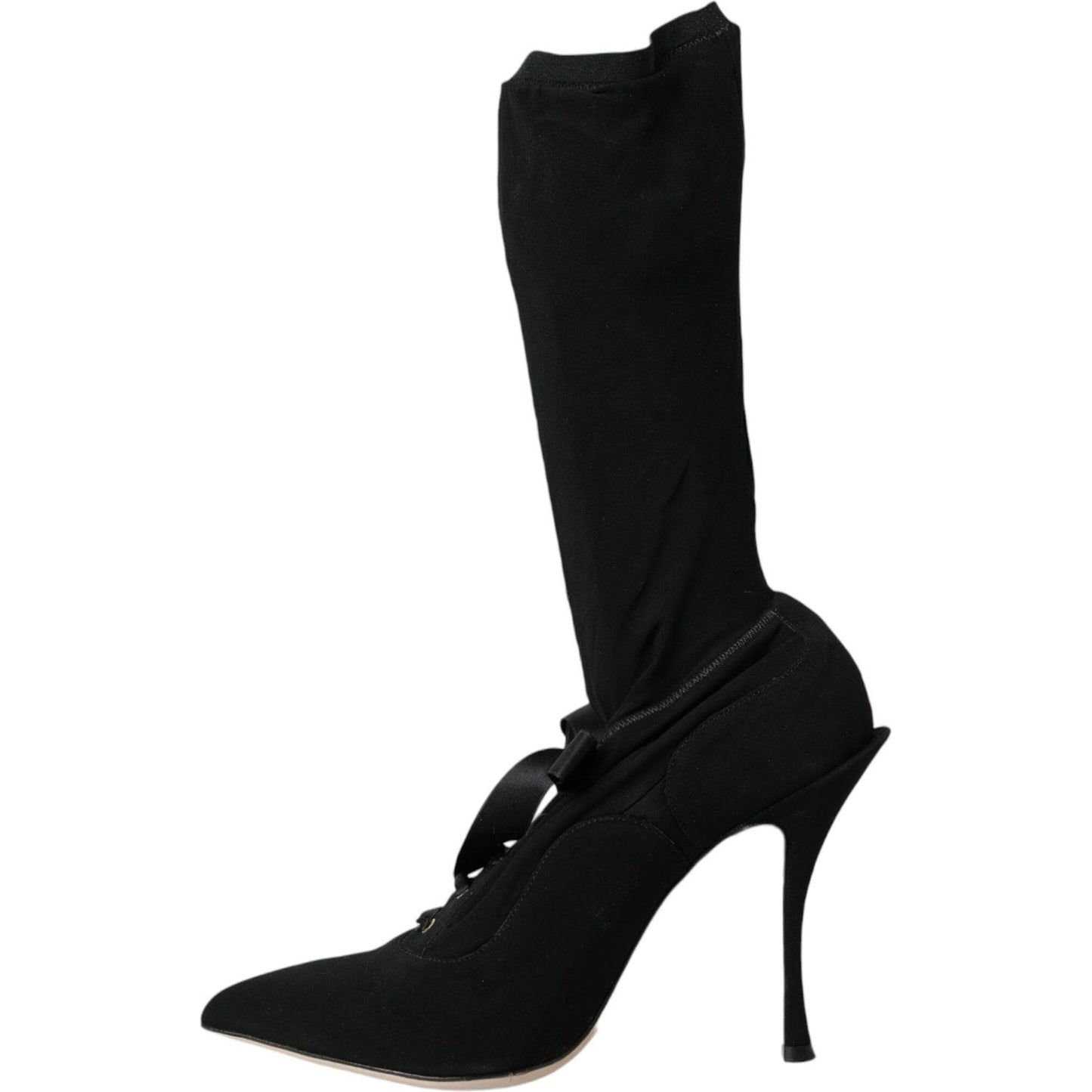 Dolce & Gabbana Black Stiletto Heels Mid Calf Boots Shoes Dolce & Gabbana Black