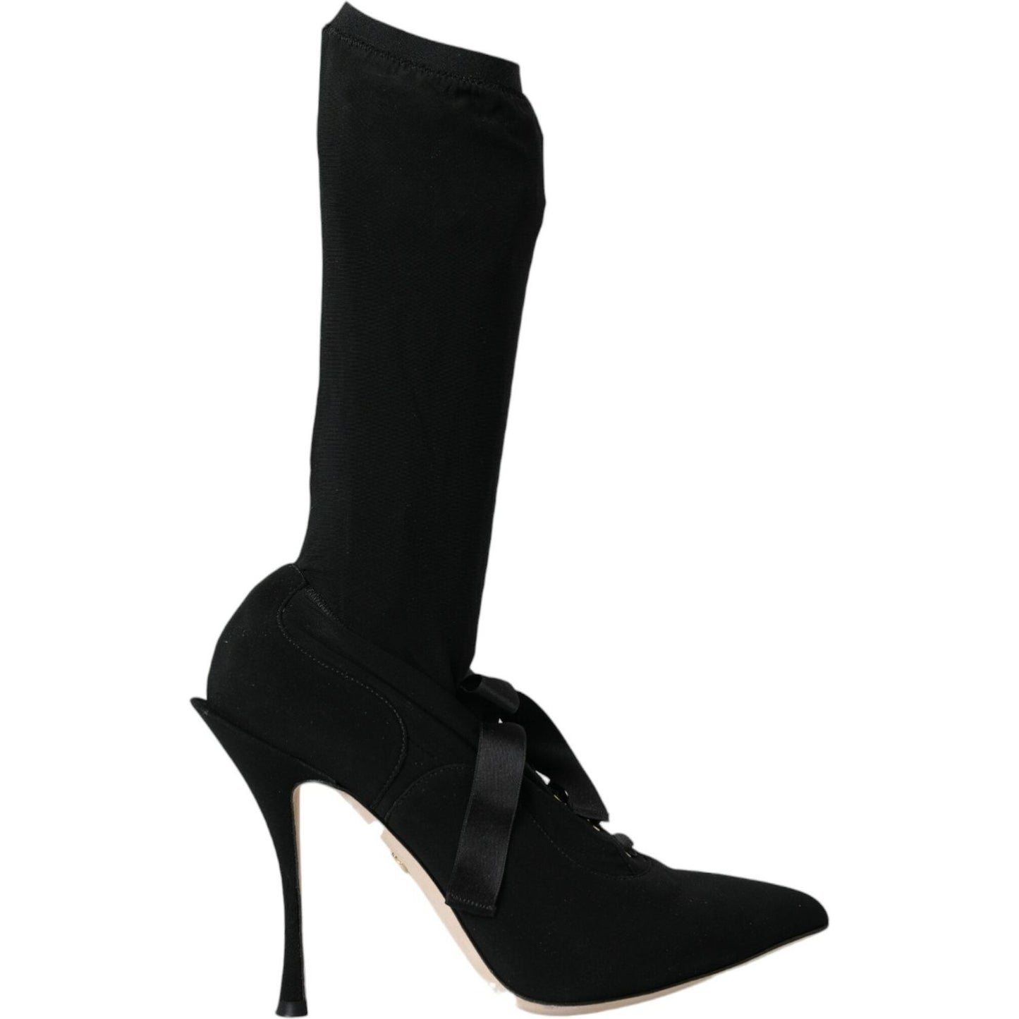 Dolce & Gabbana Black Stiletto Heels Mid Calf Boots Shoes Dolce & Gabbana Black