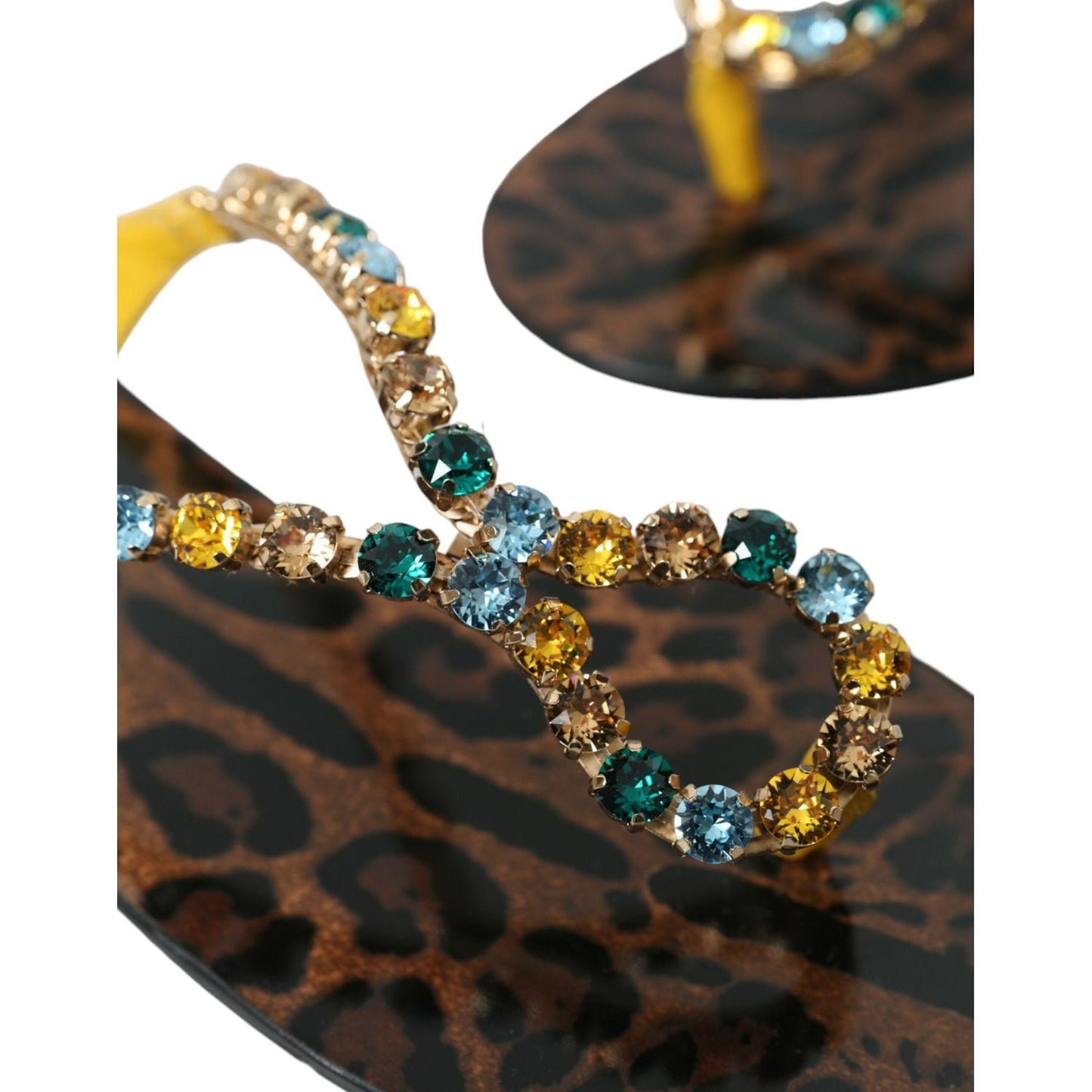 Dolce & Gabbana Mustard Crystal Calf Leather Beachwear Shoes Dolce & Gabbana Dark Slate Gray
