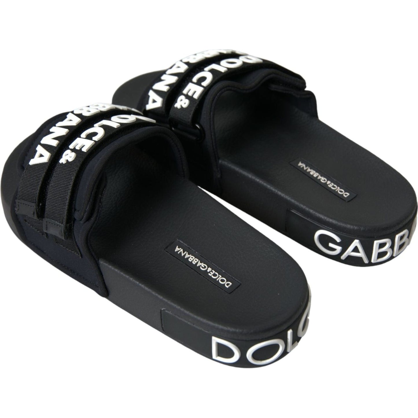 Dolce & Gabbana Black Neoprene Slides Flats Beachwear Shoes Dolce & Gabbana Dark Slate Gray