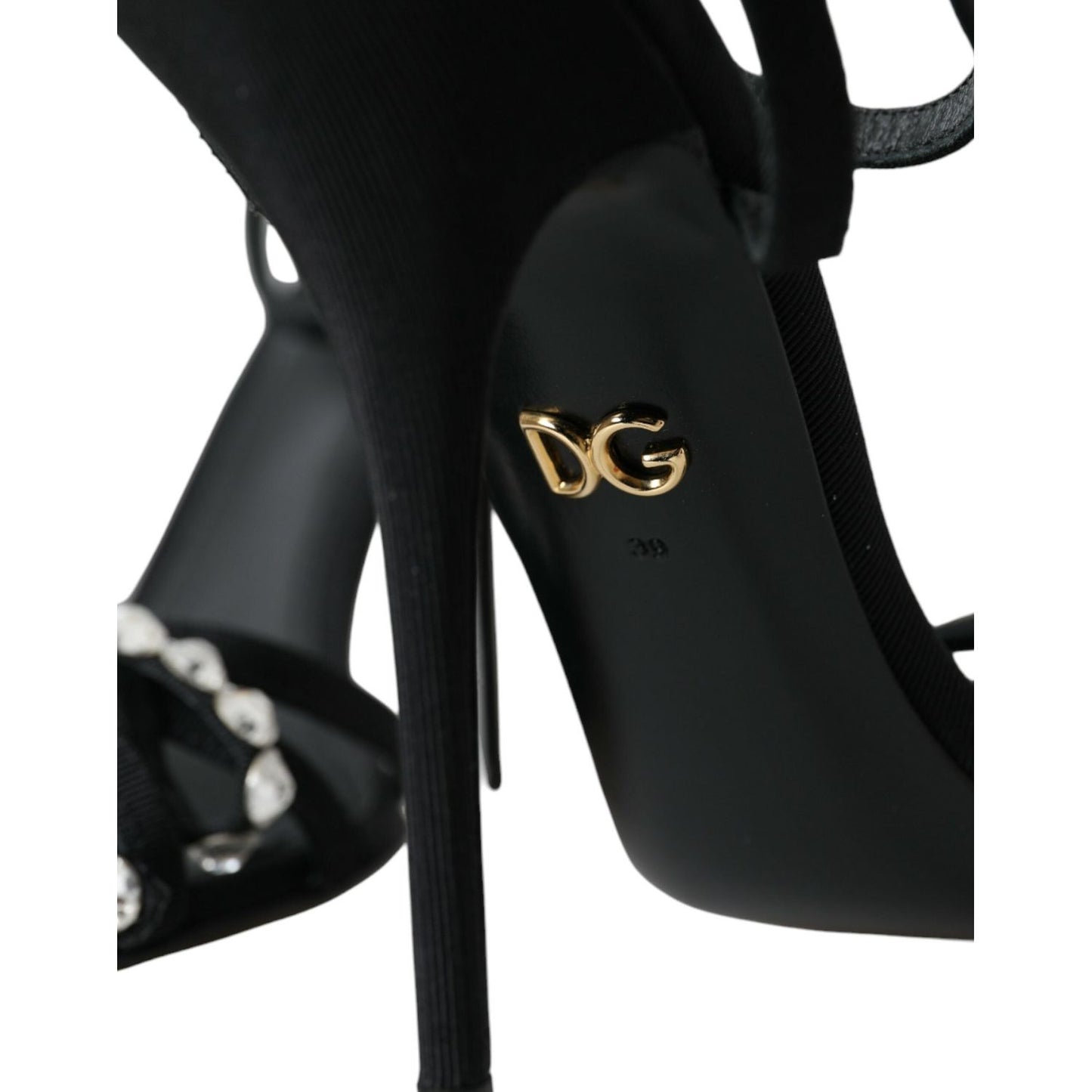 Dolce & Gabbana Black Viscose Crystal Bow Heels Sandals Shoes Dolce & Gabbana Black