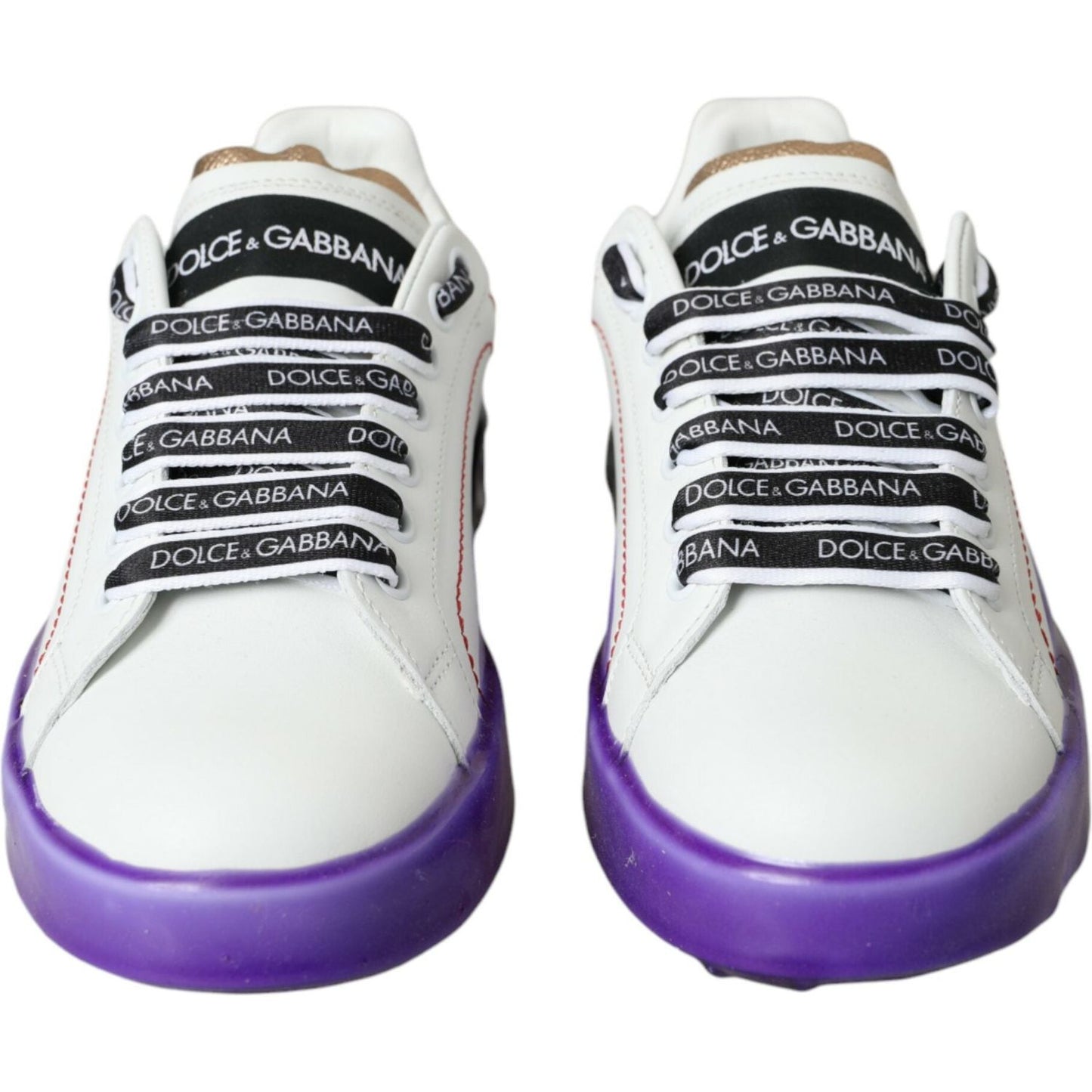 Dolce & Gabbana White Leather Portofino Low Top Sneakers Shoes Dolce & Gabbana Light Gray