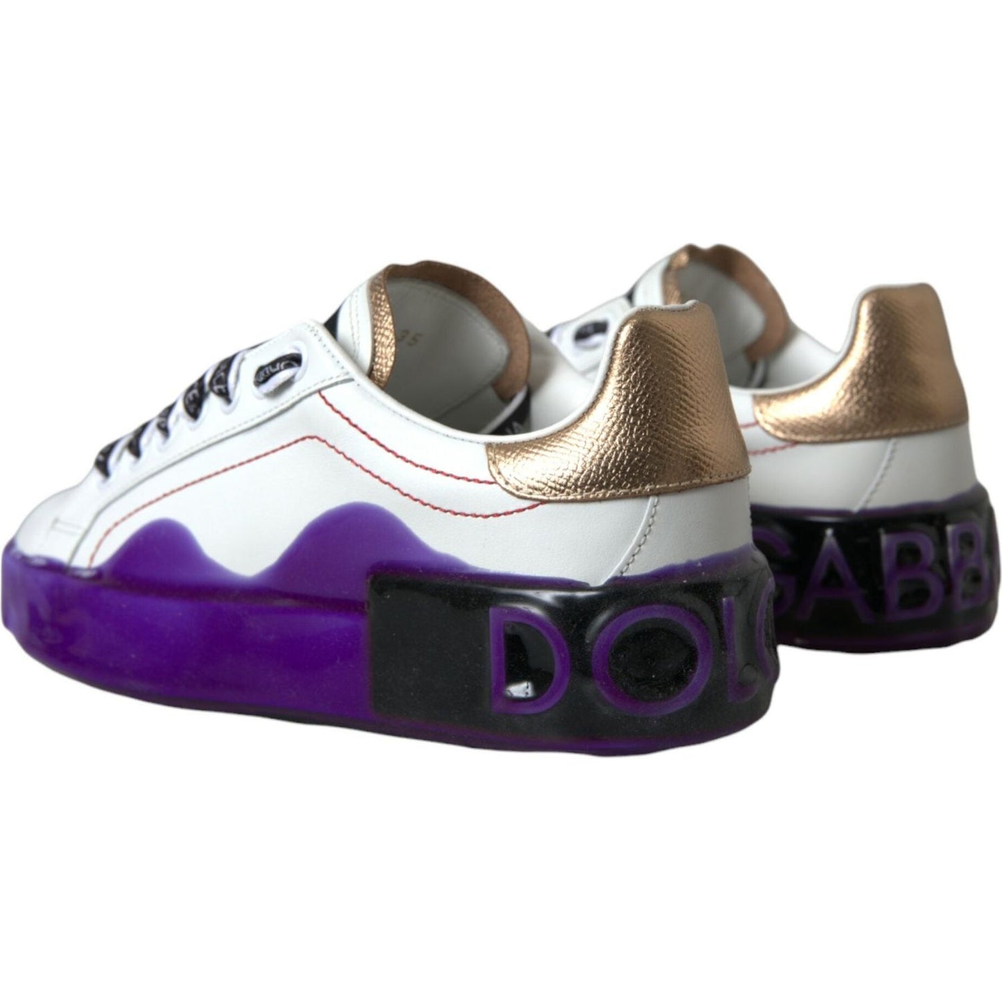 Dolce & Gabbana White Leather Portofino Low Top Sneakers Shoes Dolce & Gabbana Dark Slate Gray