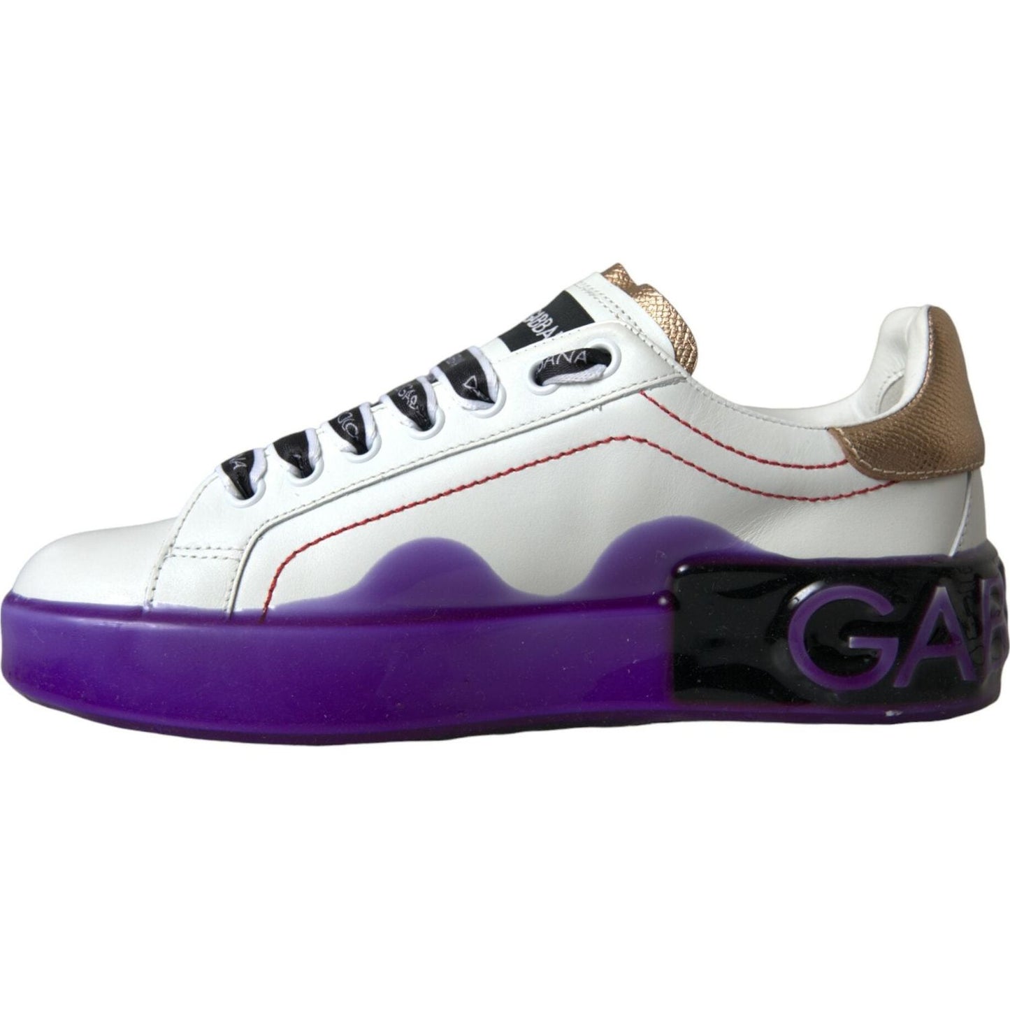 Dolce & Gabbana White Leather Portofino Low Top Sneakers Shoes Dolce & Gabbana Light Gray