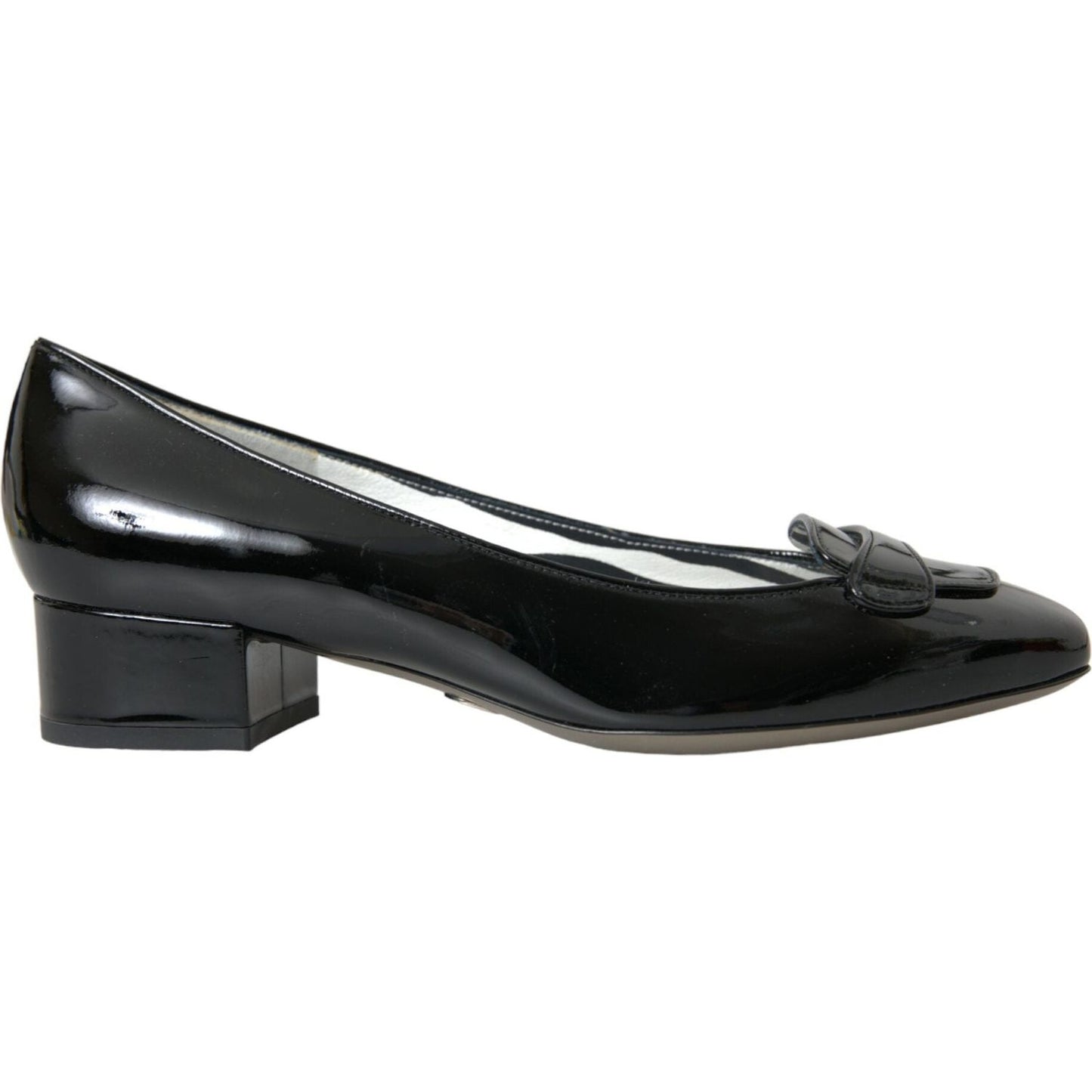 Dolce & Gabbana Black Patent Leather Block Heels Pumps Shoes Dolce & Gabbana Dark Slate Gray