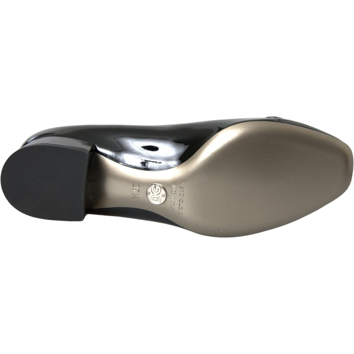 Dolce & Gabbana Black Patent Leather Block Heels Pumps Shoes Dolce & Gabbana Dim Gray
