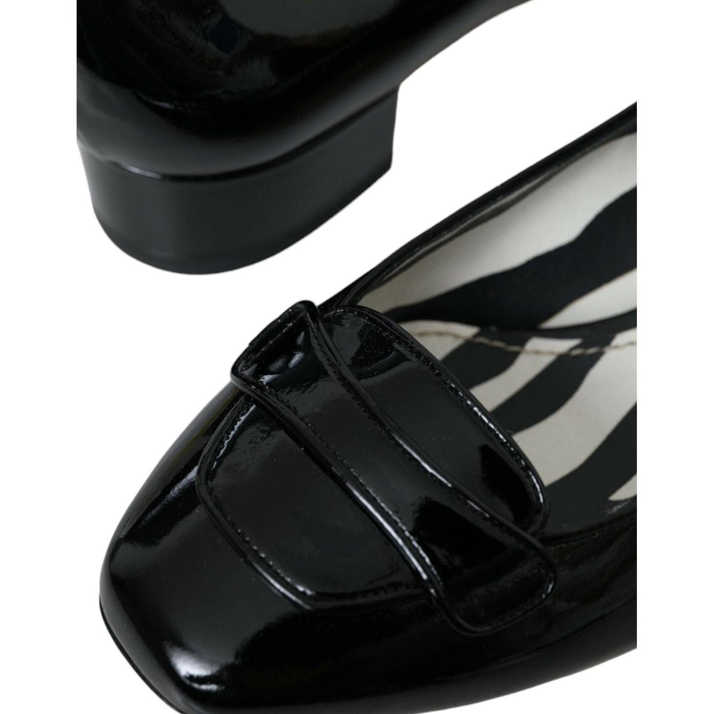 Dolce & Gabbana Black Patent Leather Block Heels Pumps Shoes Dolce & Gabbana Black